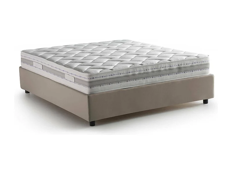 Lit double Adele, Lit coffre avec revêtement en tissu, 100% Made in Italy, Ouverture frontale, avec matelas 140x190 cm inclus, Taupe