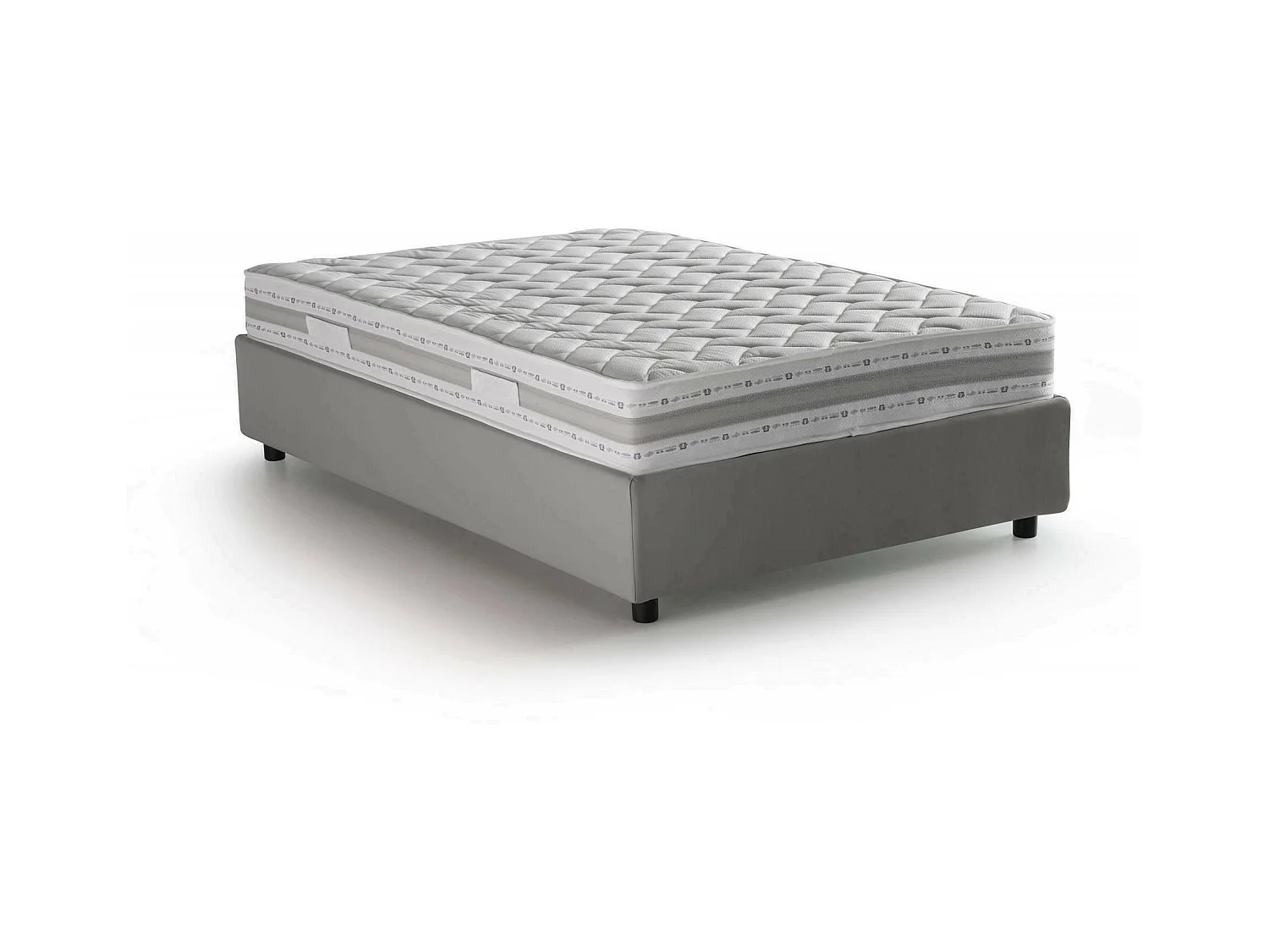 Gaia tweepersoonsbed, Opbergbed met stoffen bekleding, 100% Made in Italy, Zijopening, inclusief matras 120x190 cm, Grijs