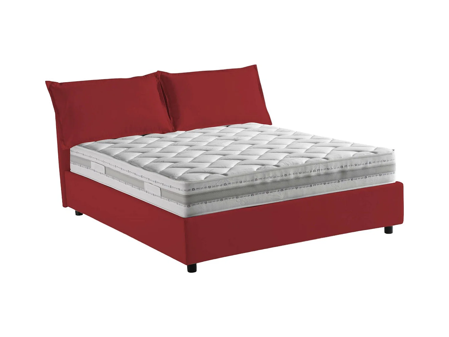 Lit double Silvia, Lit coffre avec revêtement en tissu, 100% Made in Italy, Ouverture frontale, avec matelas 140x190 cm inclus, Rouge