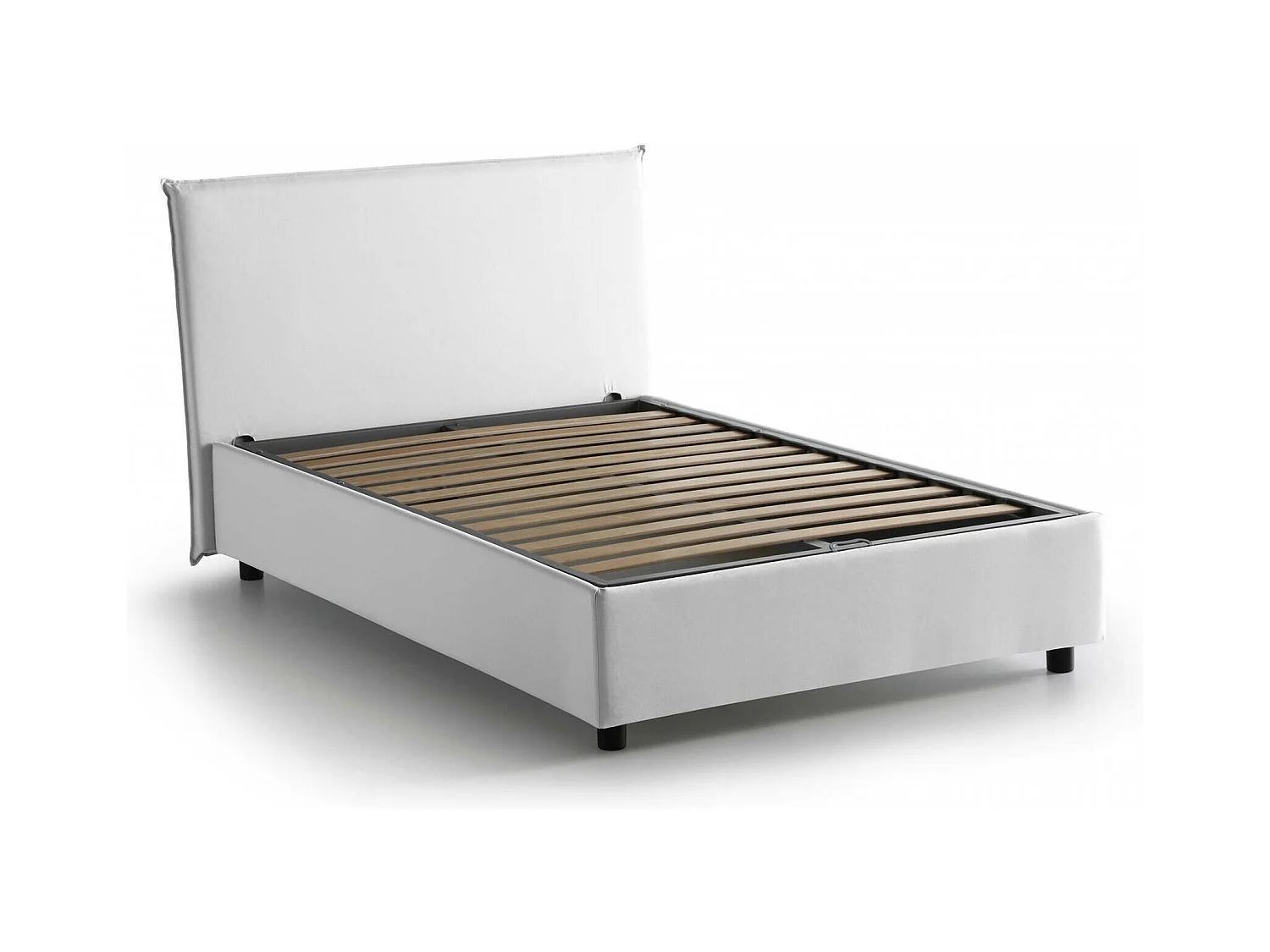 Lit double Azue, Lit coffre avec revêtement en tissu, 100% Made in Italy, Ouverture frontale, adapté pour matelas 140x190 cm, Blanc