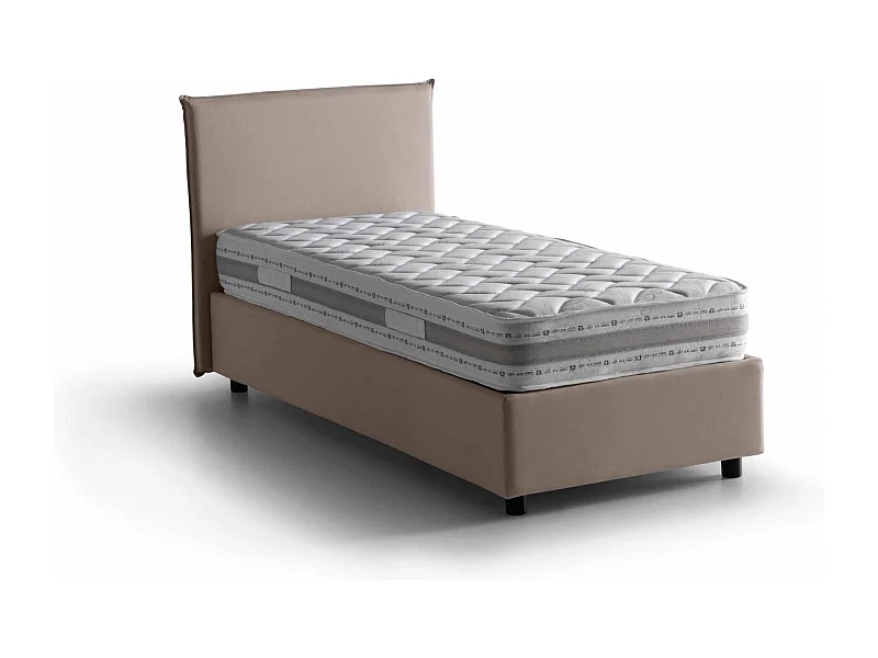 Cama de solteiro Carola, Cama arrumação com forro de tecido, 100% Fabricado na Itália, Abertura lateral, com colchão 80x190 cm incluído, Taupe
