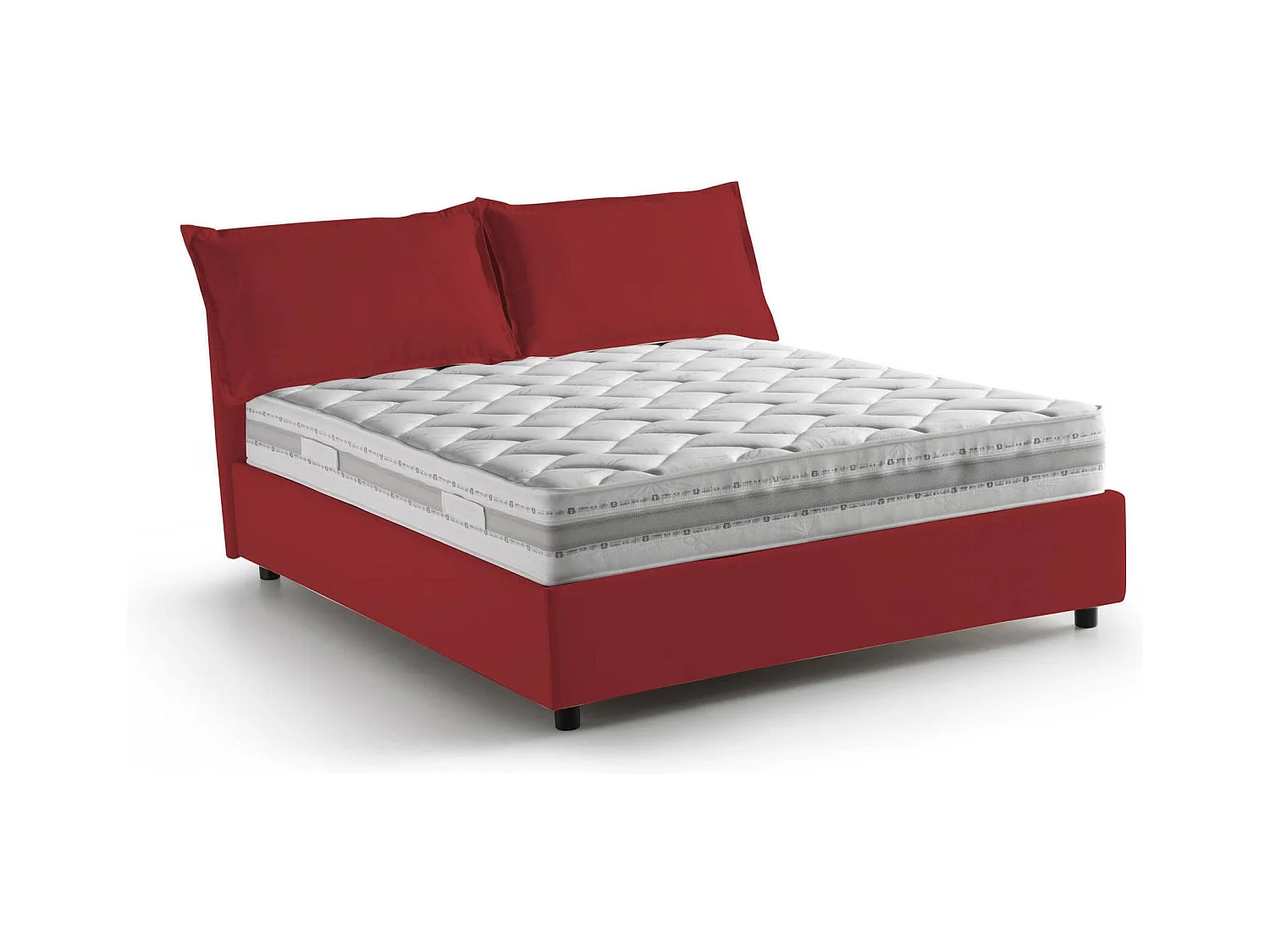Lit double Denise, Lit coffre avec revêtement en tissu, 100% Made in Italy, Ouverture frontale, avec matelas 160x190 cm inclus, Rouge