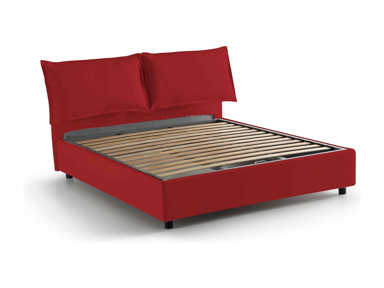 Cama de casal Denise, Cama arrumação com forro de tecido, 100% Fabricado na Itália, Abertura frontal, com colchão 160x190 cm incluído, Vermelho