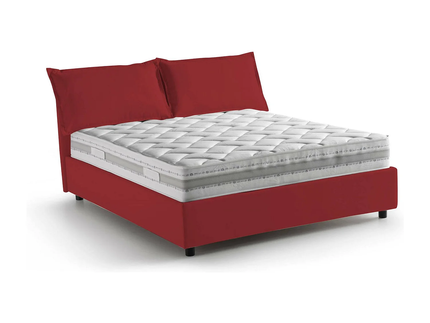 Denise tweepersoonsbed, Opbergbed met stoffen bekleding, 100% Made in Italy, Opening aan de voorkant, inclusief matras 160x190 cm, Rood