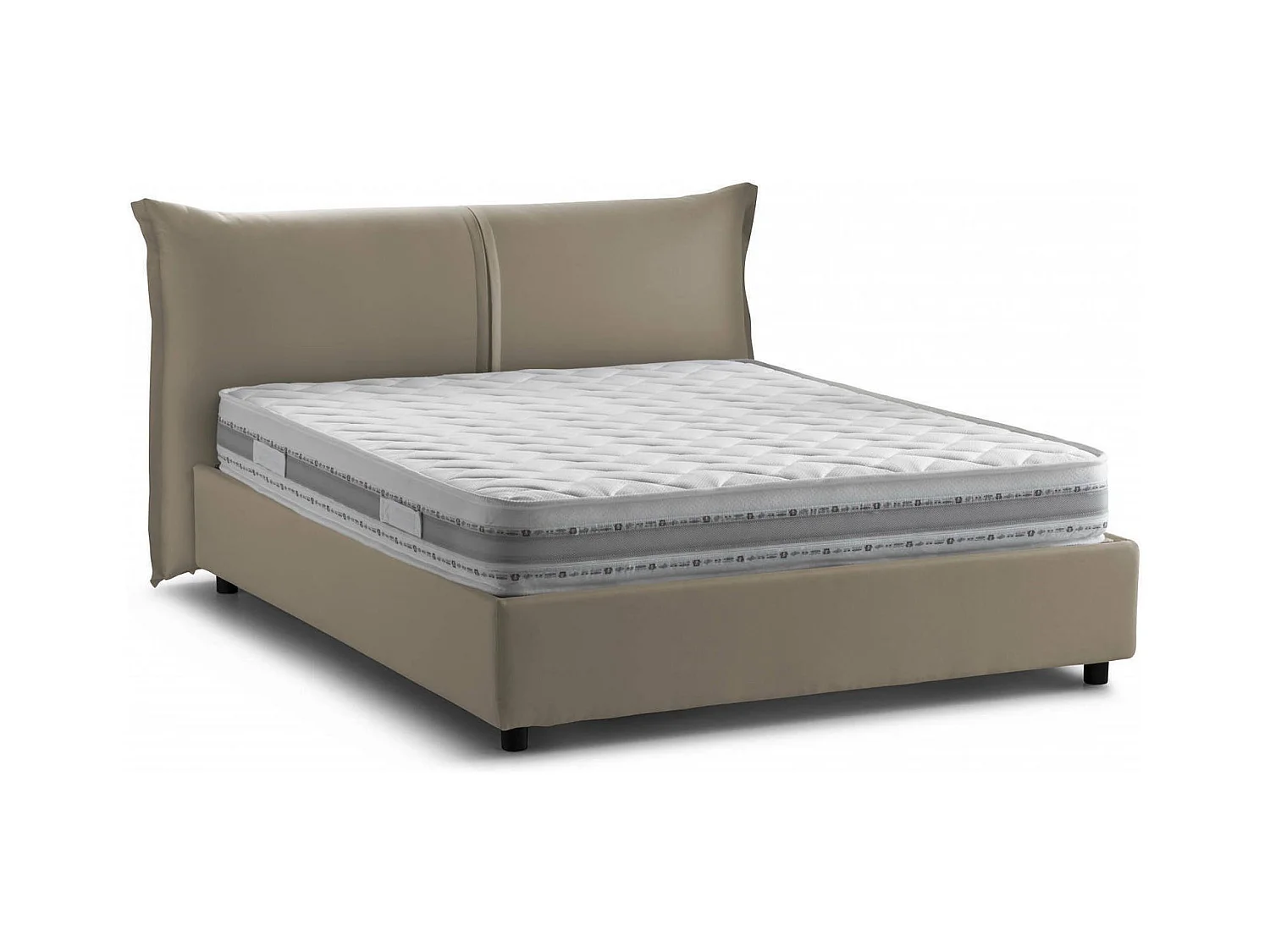 Dubbel bed Clelia, 100% Made in Italy, opening aan de voorzijde, inclusief matras van 160x190 cm, Taupe