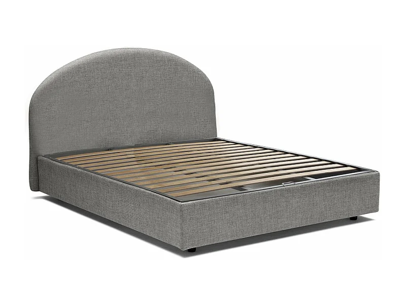 Letto matrimoniale Consuelo, Letto contenitore con rivestimento in tessuto, 100% Made in Italy, Apertura frontale, adatto per materasso Cm 160x190, Grigio