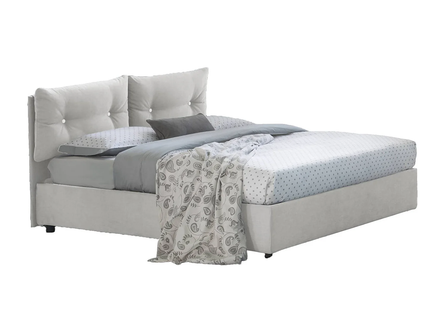 Cama de solteiro Albina, Cama arrumação com forro de tecido, 100% Fabricado na Itália, Abertura frontal, com colchão 80x190 cm incluído, Branco