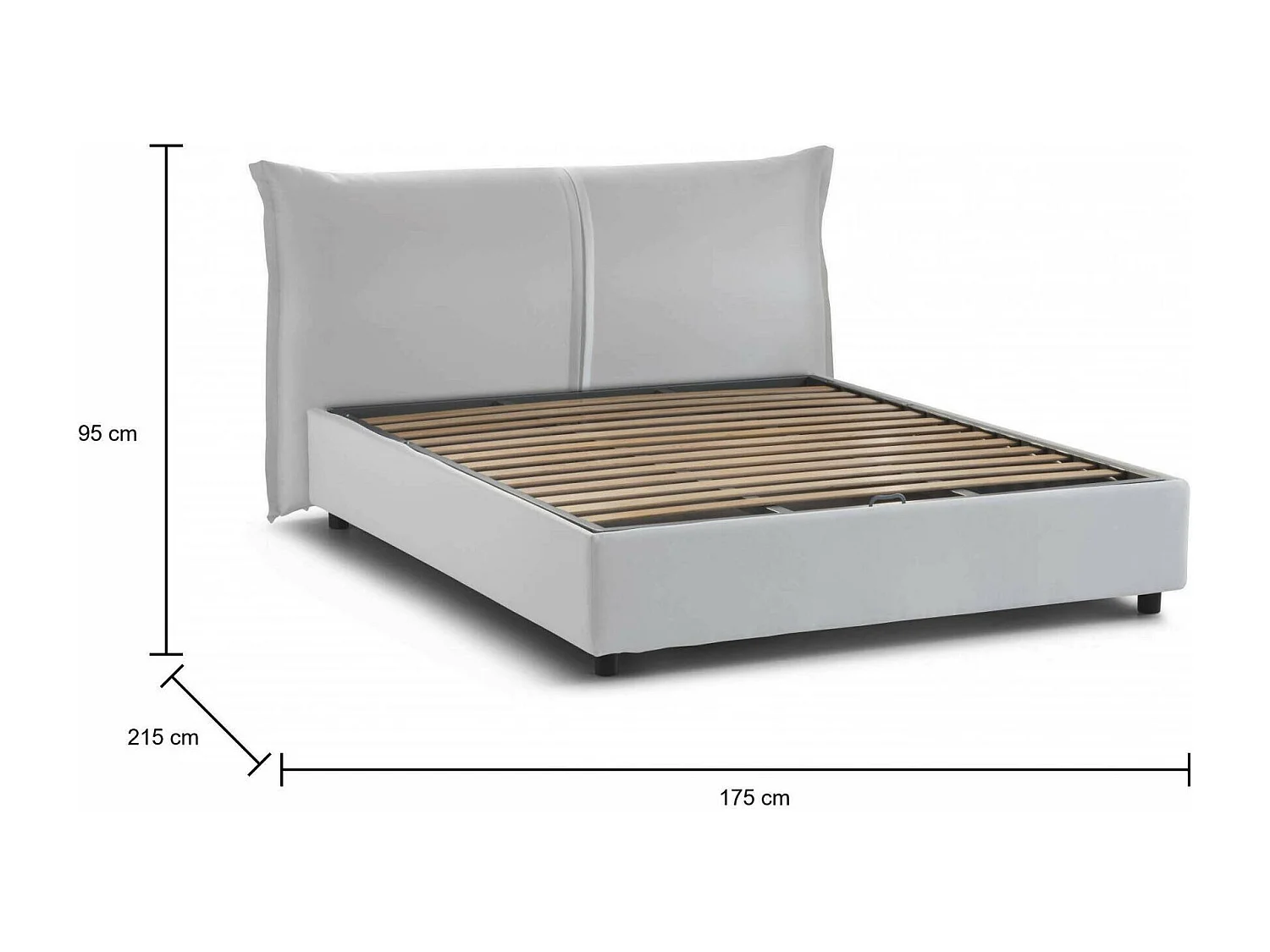 Cama de casal Cesira, Cama de arrumação com forro de tecido, 100% Fabricado em Itália, Abertura frontal, adequada para colchão 160x200 cm, Branco