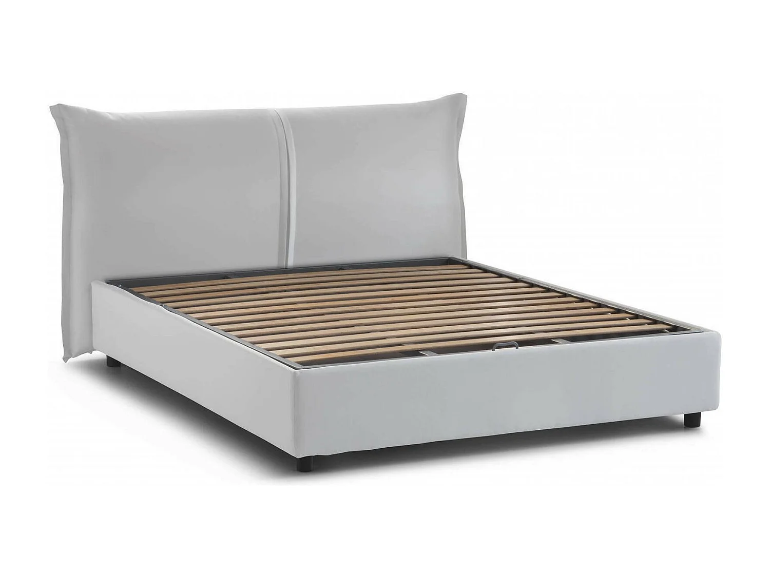 Cesira Doppelbett, Bettkasten mit Stoffbezug, 100 % Made in Italy, Ã–ffnung vorne, geeignet für Matratzen 160 x 200 cm, WeiÃŸ