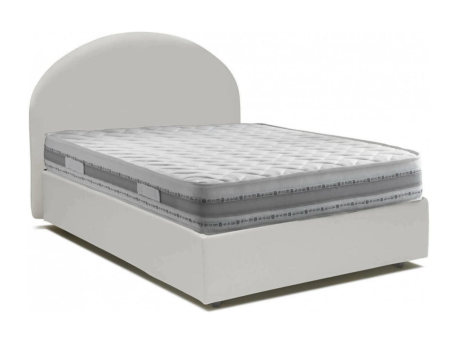 Lit double Colomba, lit coffre avec revêtement en éco-cuir, 100% Made in Italy, ouverture frontale, avec matelas 120x190 cm inclus, Blanc