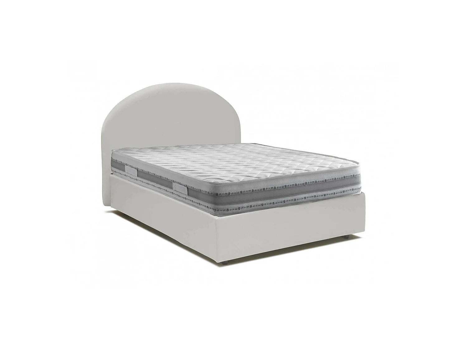 Lit double Colomba, lit coffre avec revêtement en éco-cuir, 100% Made in Italy, ouverture frontale, avec matelas 120x190 cm inclus, Blanc