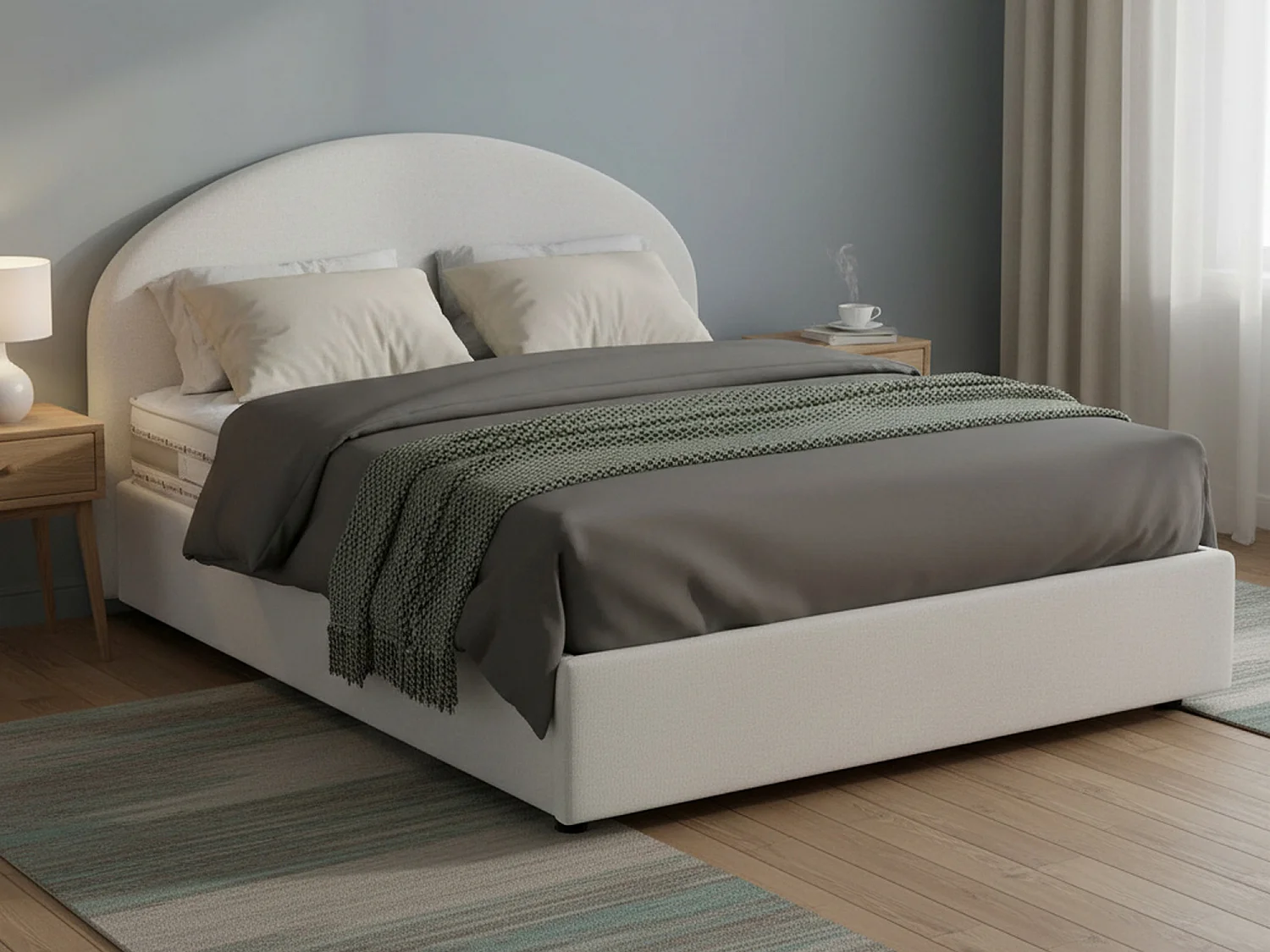 Lit double Colomba, lit coffre avec revêtement en éco-cuir, 100% Made in Italy, ouverture frontale, avec matelas 120x190 cm inclus, Blanc