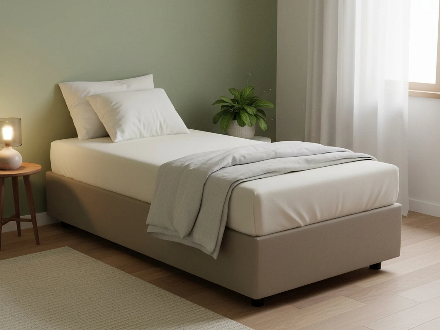 Lit simple Alessandra, Lit coffre avec revêtement en éco-cuir, 100% Made in Italy, Ouverture frontale, avec matelas 90x190 cm inclus, Taupe