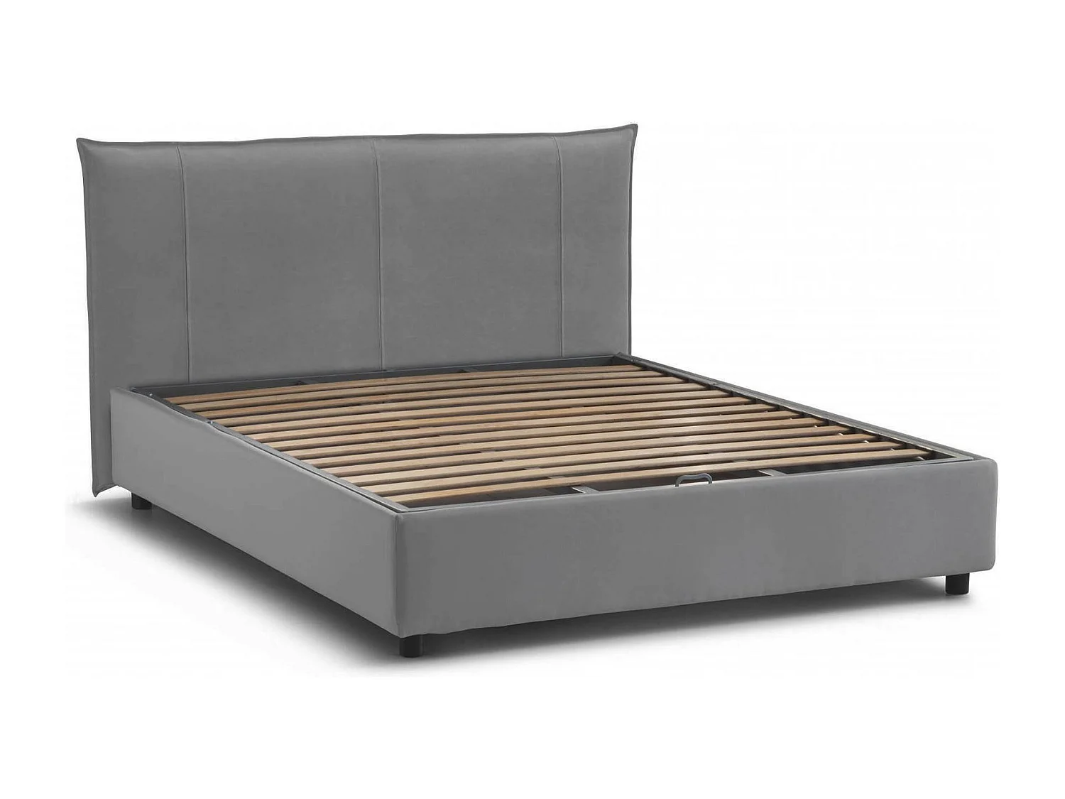 Celeste-Doppelbett, Bettkasten mit Stoffbezug, 100 % Made in Italy, Ã–ffnung vorne, geeignet für Matratzen 160 x 190 cm, Grau
