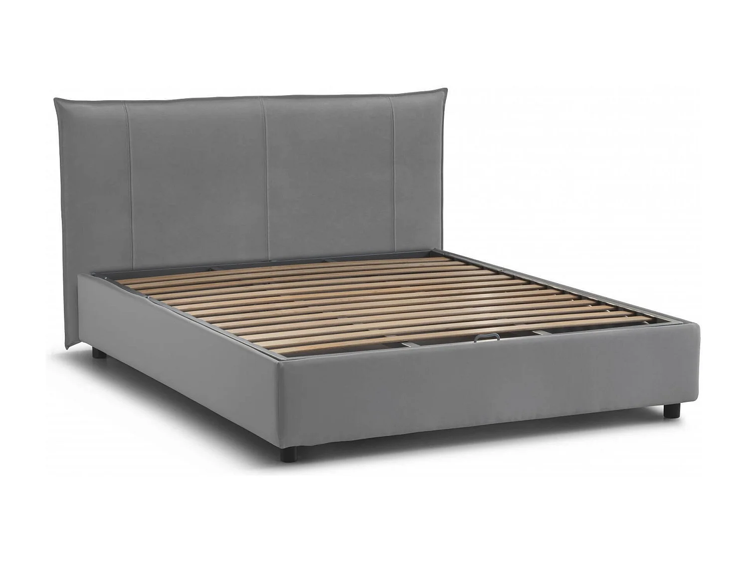 Celeste-Doppelbett, Bettkasten mit Stoffbezug, 100 % Made in Italy, Ã–ffnung vorne, geeignet für Matratzen 160 x 190 cm, Grau