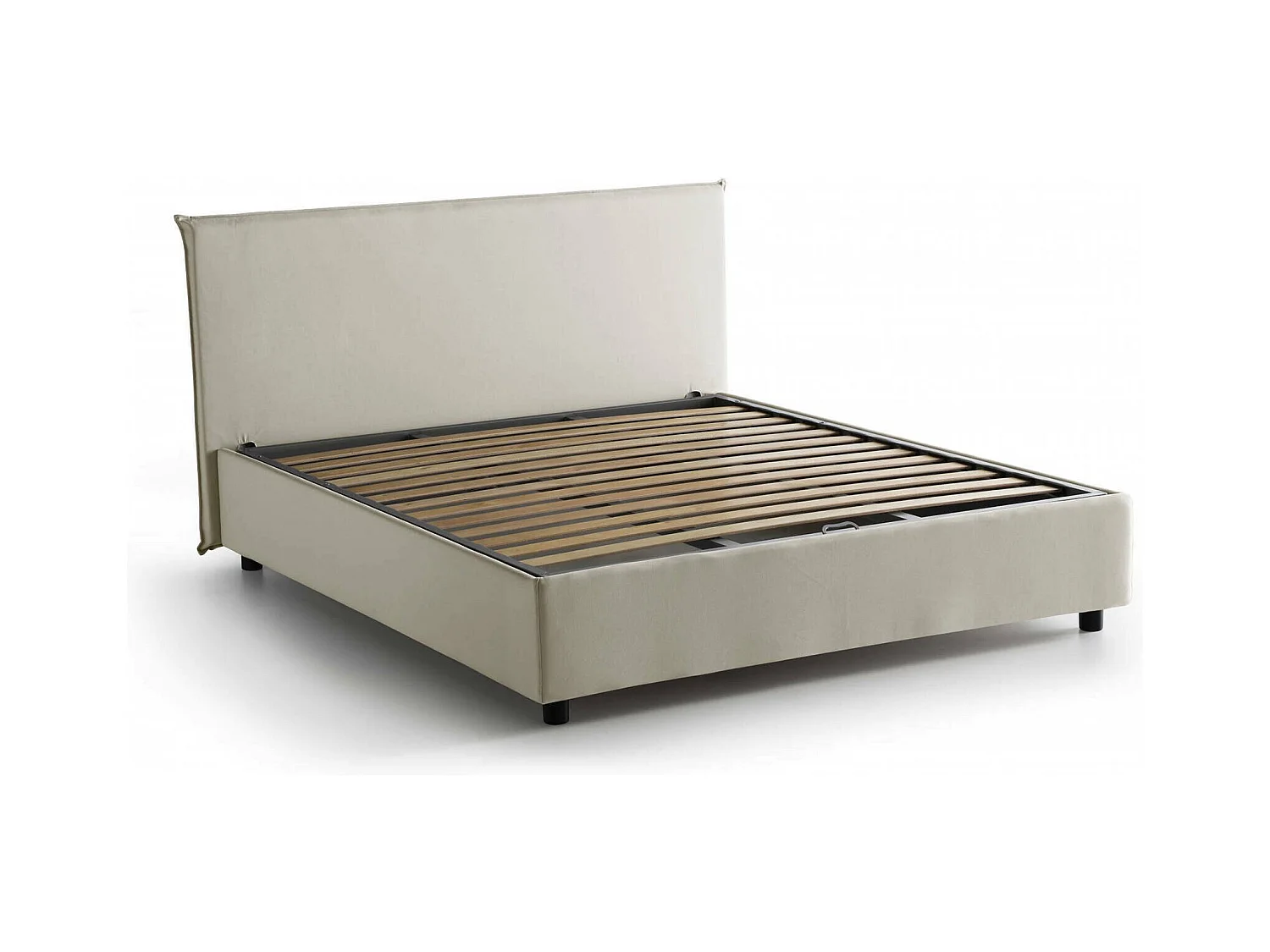 Berenice tweepersoonsbed, Opbergbed met stoffen bekleding, 100% Made in Italy, Opening aan de voorkant, geschikt voor matras 140x200 cm, Beige