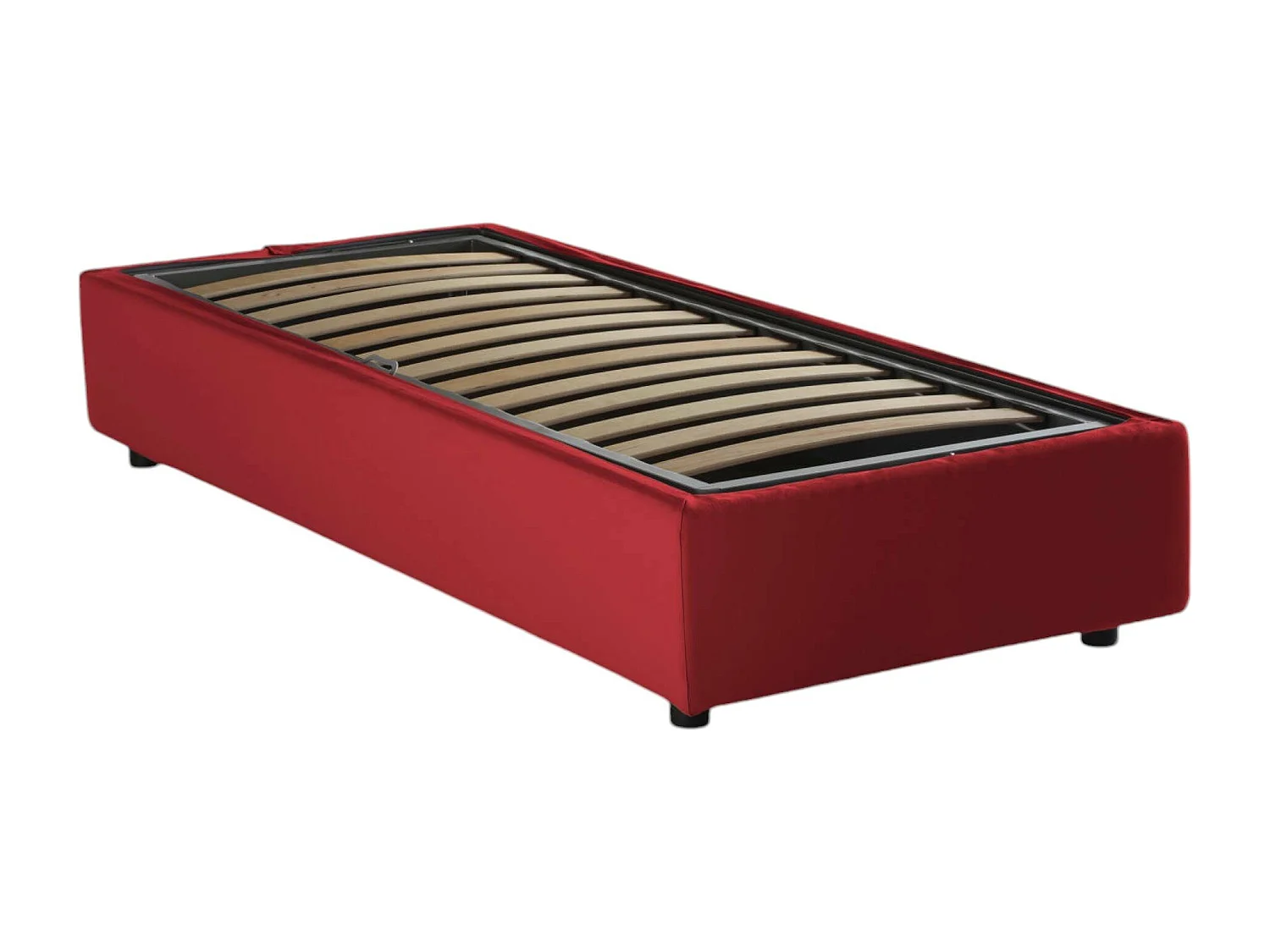 Lit simple Amelia, Lit coffre avec revêtement en tissu, 100% Made in Italy, Ouverture frontale, avec matelas 80x190 cm inclus, Rouge
