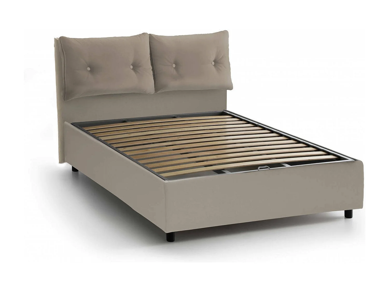 Lit double Stefania, Lit coffre avec revêtement en éco-cuir, 100% Made in Italy, Ouverture frontale, adapté pour matelas 160x200 cm, gris tourterelle
