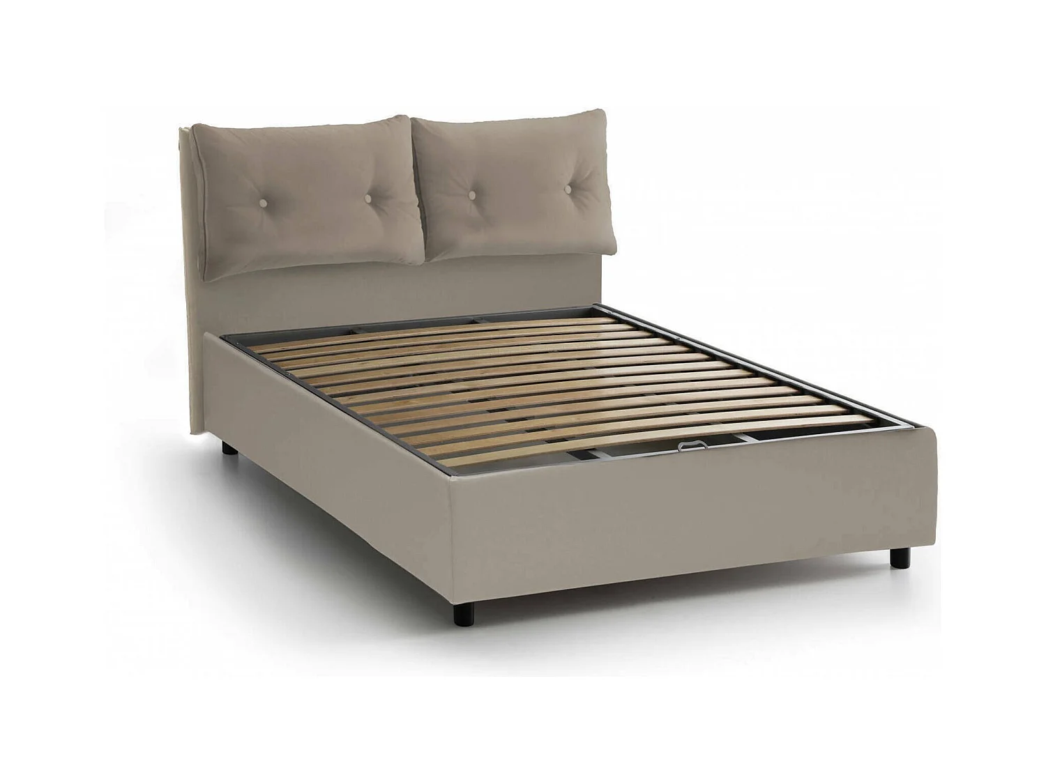 Lit double Stefania, Lit coffre avec revêtement en éco-cuir, 100% Made in Italy, Ouverture frontale, adapté pour matelas 160x200 cm, gris tourterelle