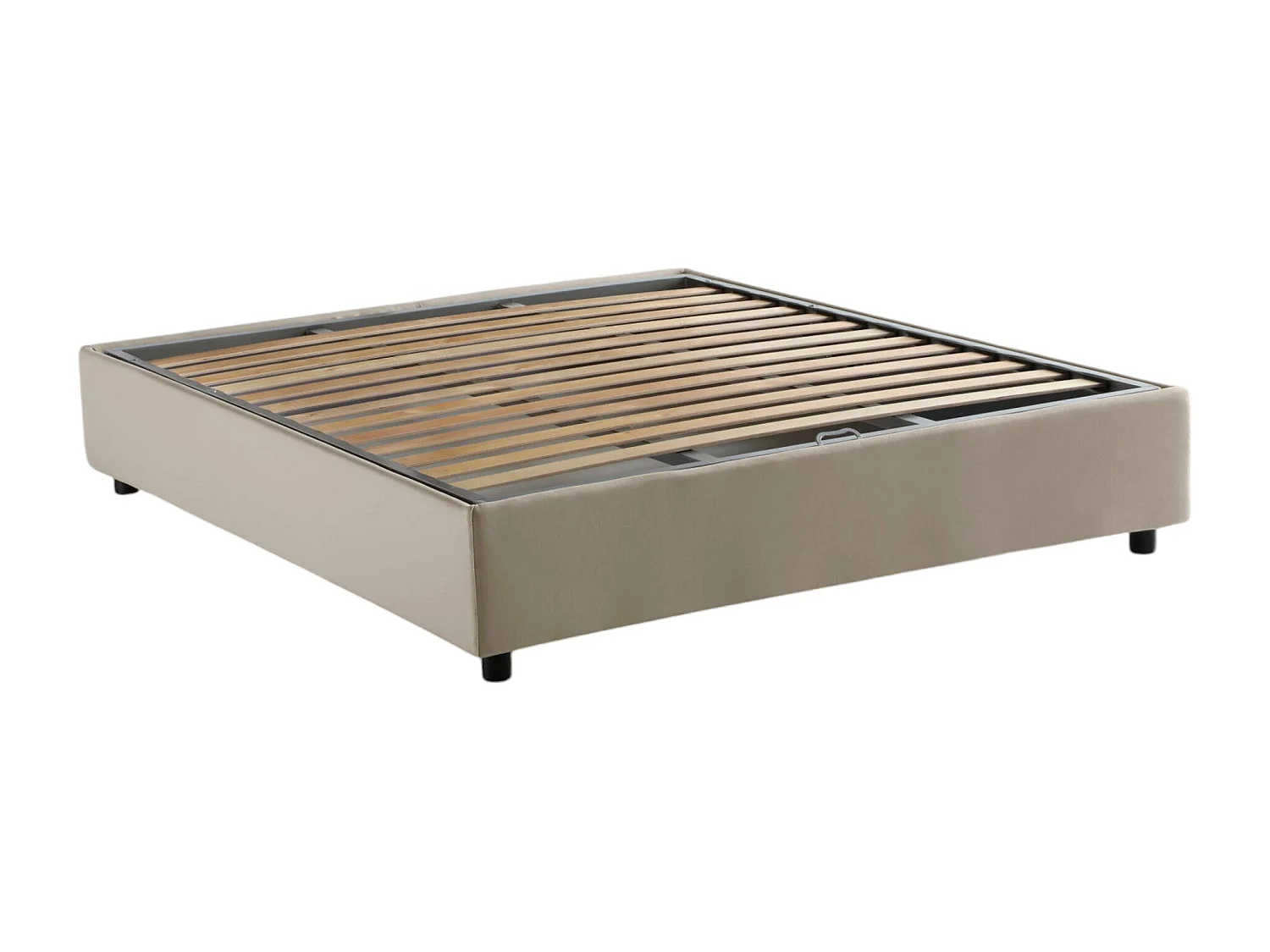 Lit double Dana, Lit coffre avec revêtement en tissu, 100% Made in Italy, Ouverture frontale, avec matelas 160x190 cm inclus, Beige