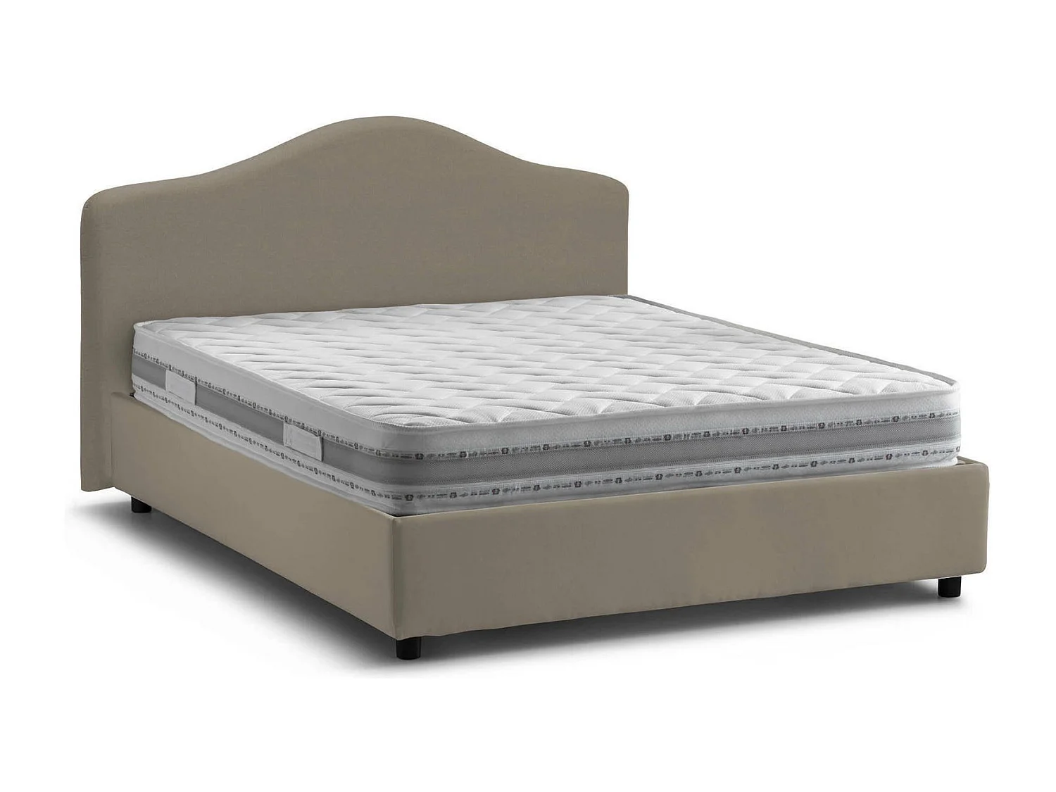 Lit double Annunziata, Lit coffre avec revêtement en tissu, 100% Made in Italy, Ouverture frontale, avec matelas 160x190 cm inclus, Taupe
