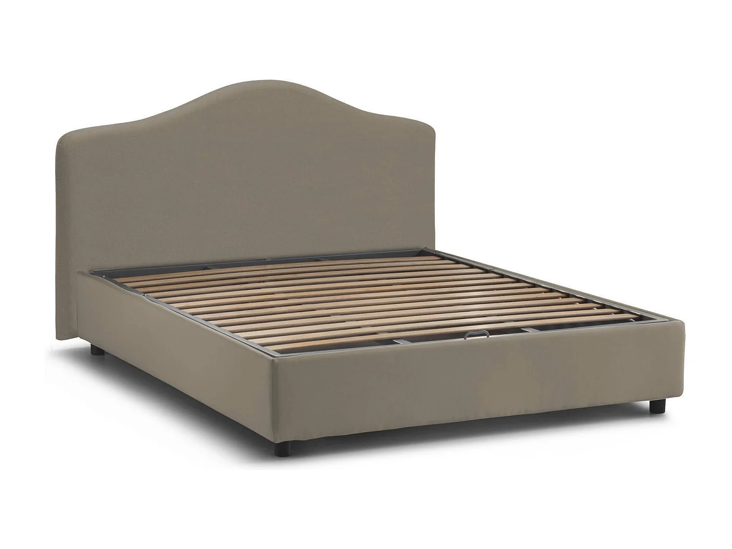 Lit double Annunziata, Lit coffre avec revêtement en tissu, 100% Made in Italy, Ouverture frontale, avec matelas 160x190 cm inclus, Taupe