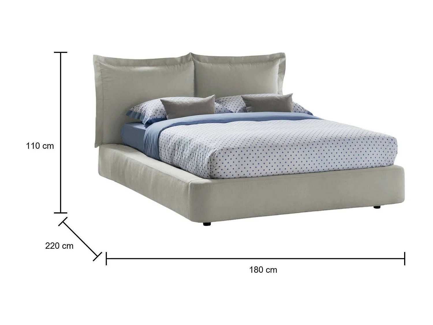 Cornelia tweepersoonsbed, Opbergbed met stoffen bekleding, 100% Made in Italy, Opening aan de voorkant, geschikt voor matras van 160x190 cm, Beige