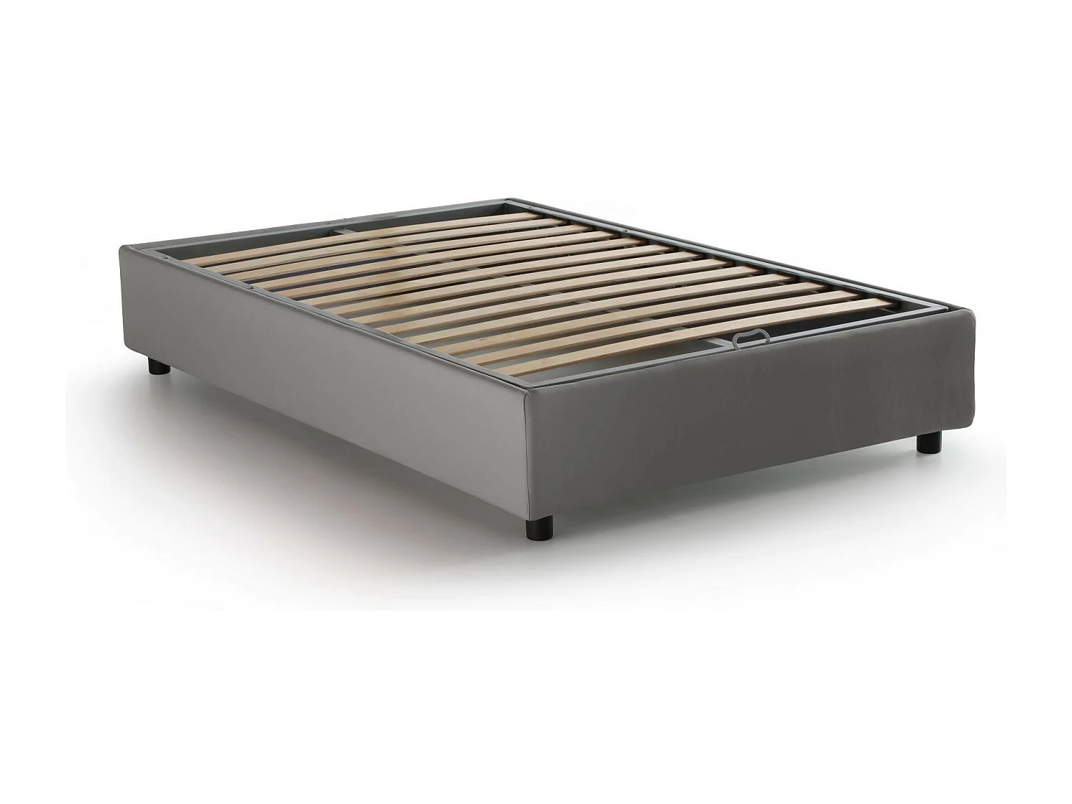 Lit double Arianna, Lit coffre avec revêtement en tissu, 100% Made in Italy, Ouverture frontale, adapté pour matelas 120x200 cm, Gris