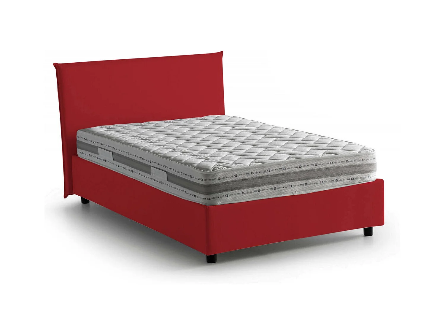 Lit double Chicca, Lit coffre avec revêtement en tissu, 100% Made in Italy, Ouverture frontale, avec matelas 120x200 cm inclus, Rouge