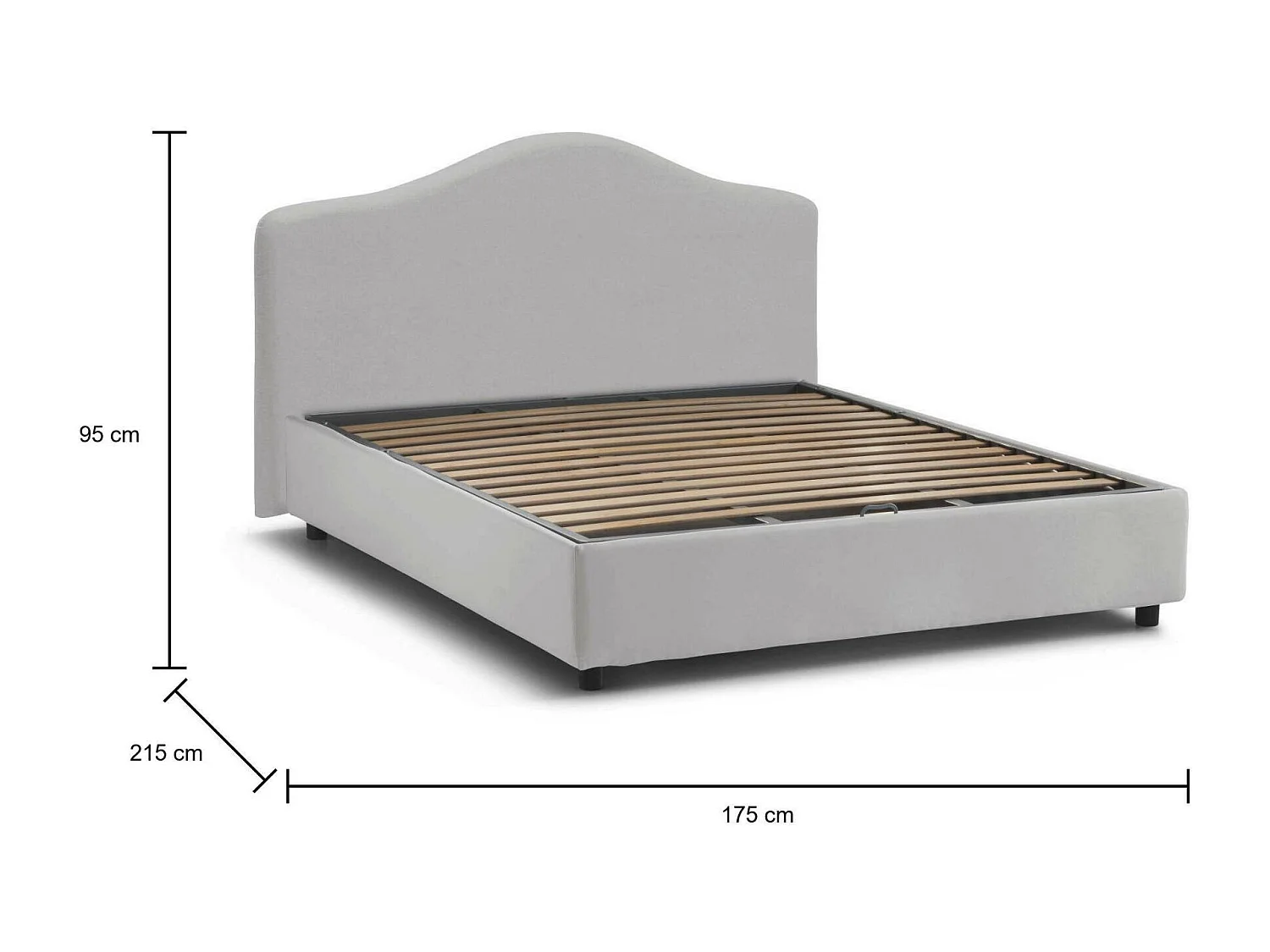 Lit double Isotta, Lit coffre avec revêtement en tissu, 100% Made in Italy, Ouverture frontale, adapté pour matelas 160x200 cm, Blanc