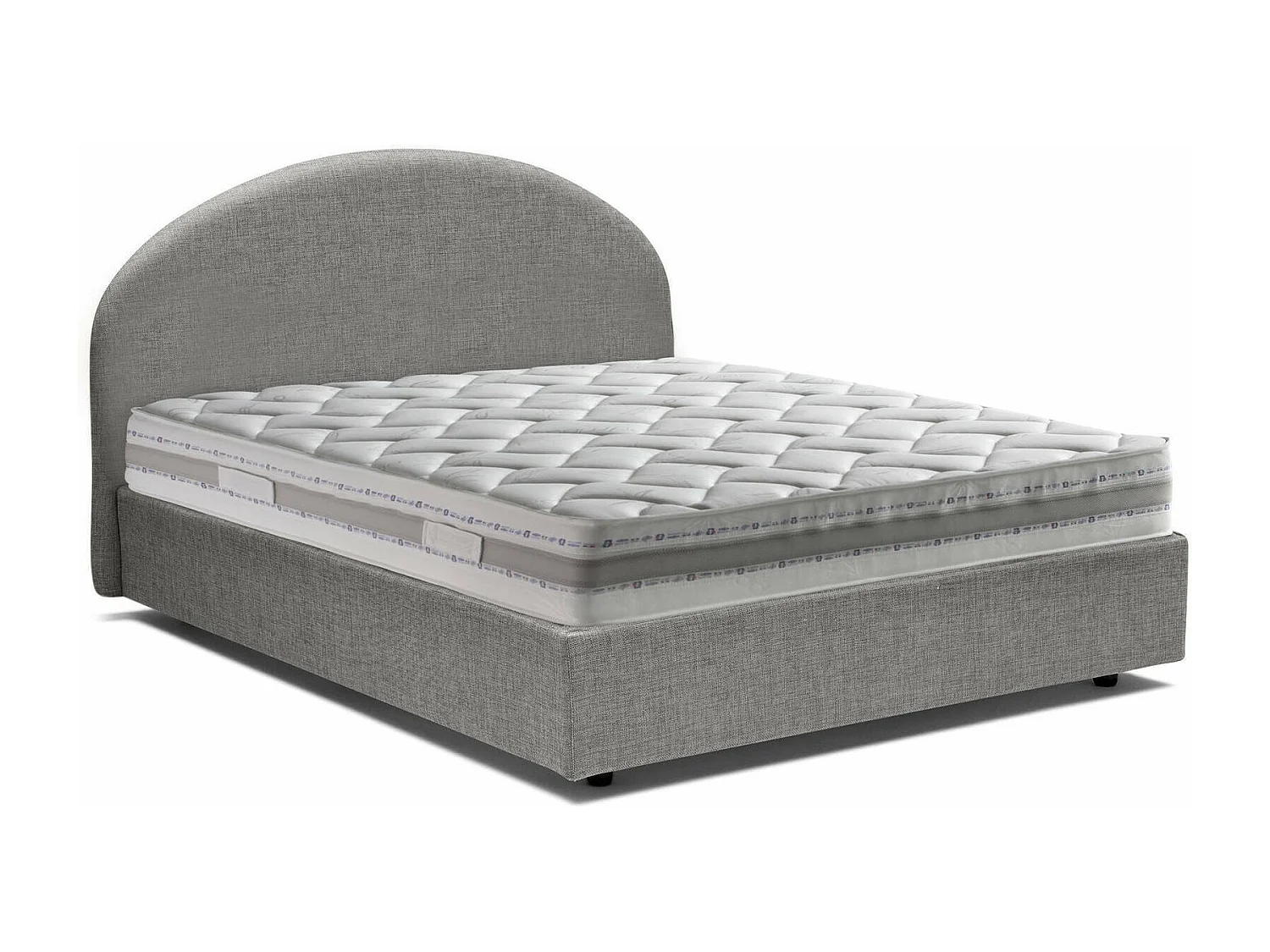 Lit double Aurora, Lit coffre avec revêtement en tissu, 100% Made in Italy, Ouverture frontale, avec matelas 160x200 cm inclus, Gris