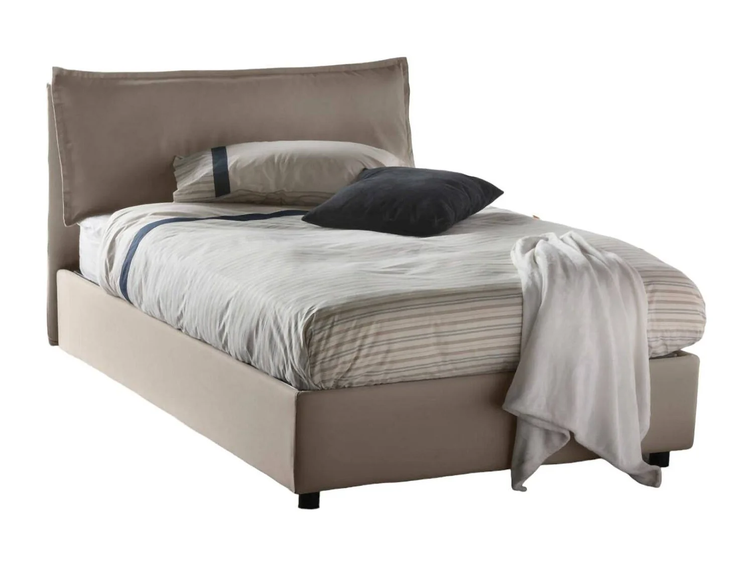 Lit double Gloria, lit coffre avec revêtement en tissu, 100% Made in Italy, ouverture frontale, adapté pour matelas 120x190 cm, gris tourterelle
