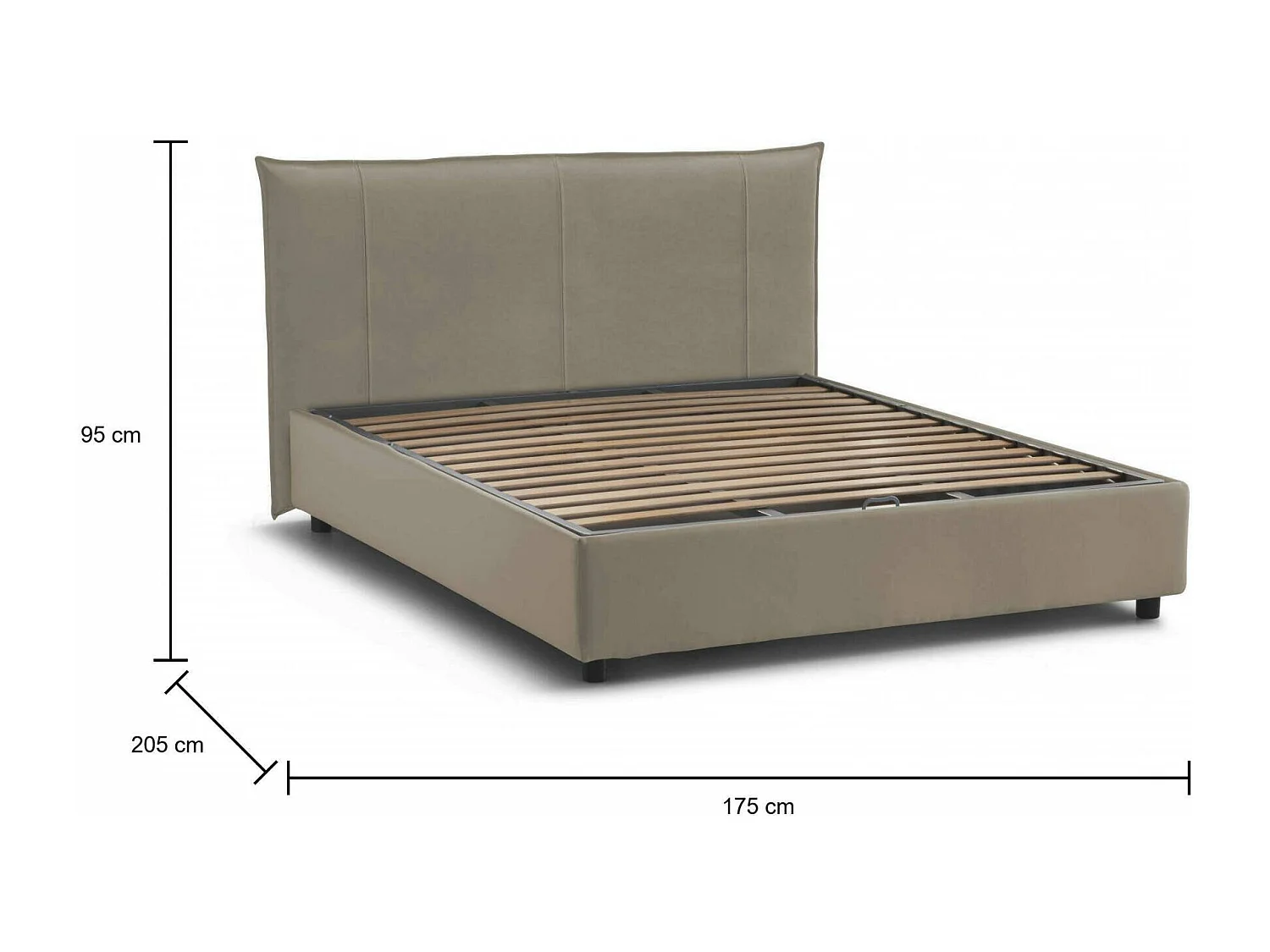 Celeste tweepersoonsbed, Opbergbed met stoffen bekleding, 100% Made in Italy, Opening aan de voorzijde, geschikt voor matras 160x190 cm, Taupe