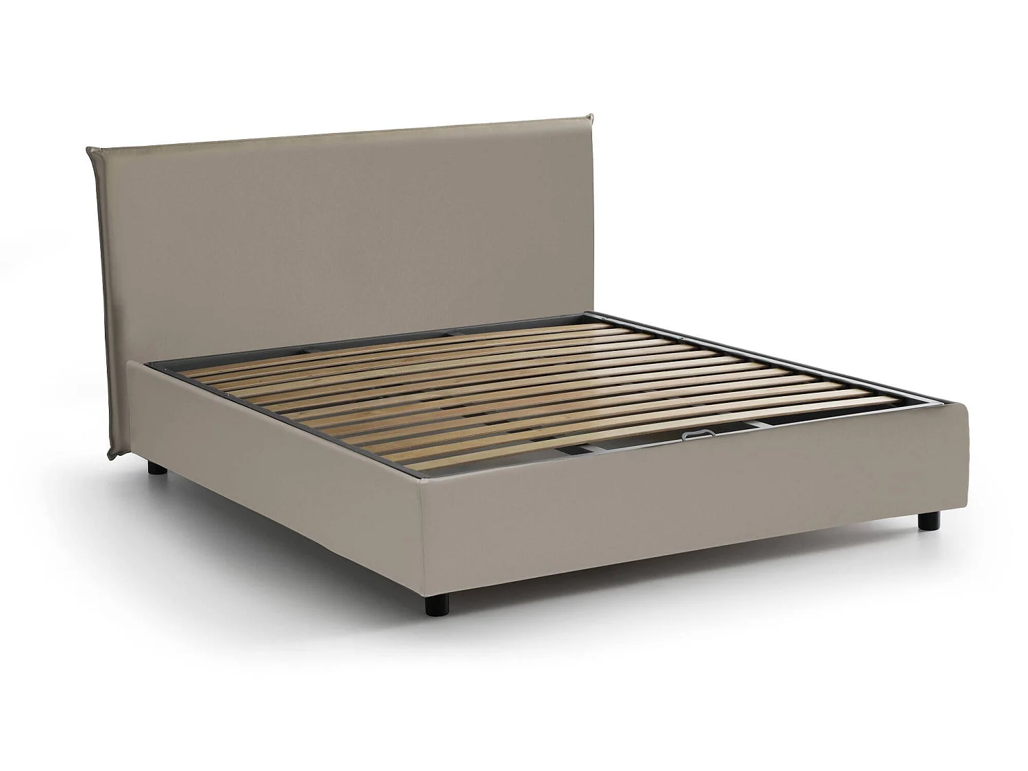 Lit double Belinda, Lit coffre avec revêtement en éco-cuir, 100% Made in Italy, Ouverture frontale, adapté pour matelas 140x200 cm, gris tourterelle