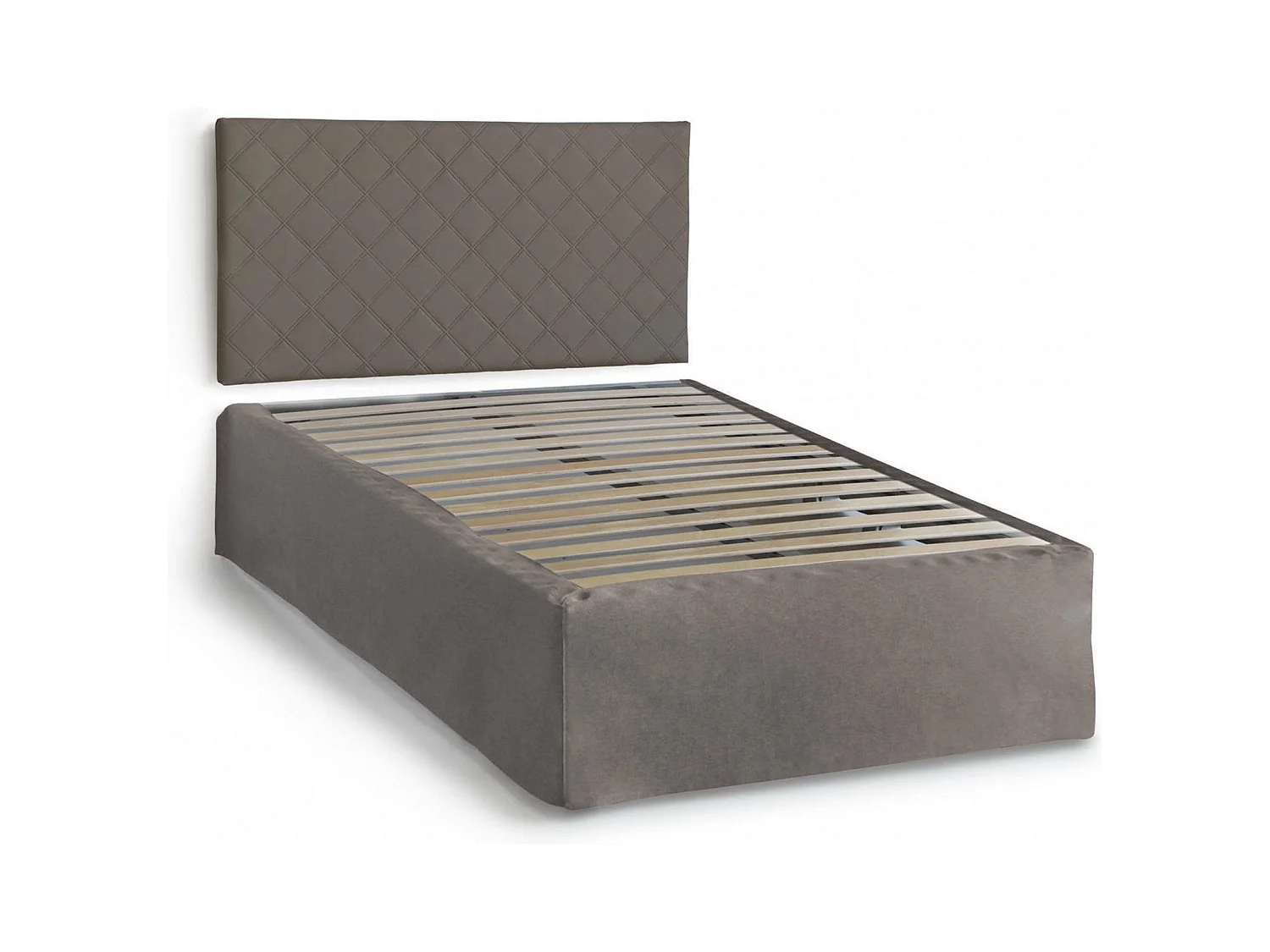 Lit double Clea, ensemble tête de lit en éco-cuir avec sommier orthopédique et volant, 100% Made in Italy, adapté pour un matelas 120x190 cm, gris tourterelle
