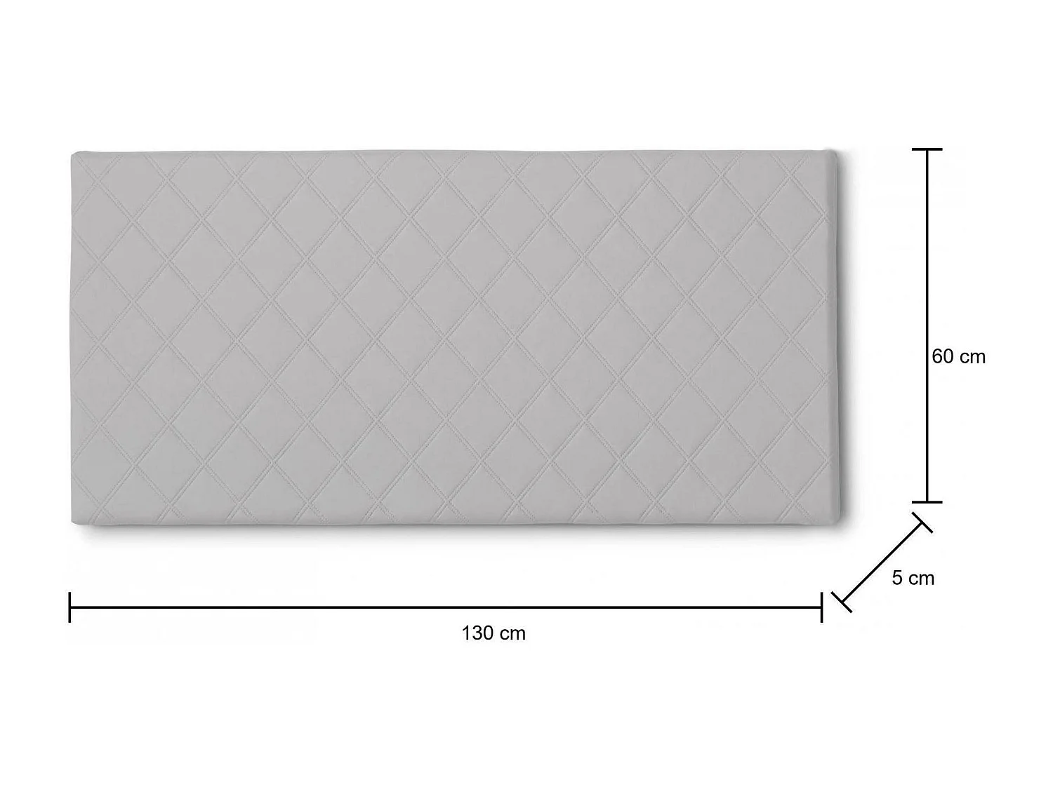 Lit queen size Cleo, tête de lit murale en éco-cuir, 100% Made in Italy, adaptée pour un lit queen size, 130x60 cm, Blanc