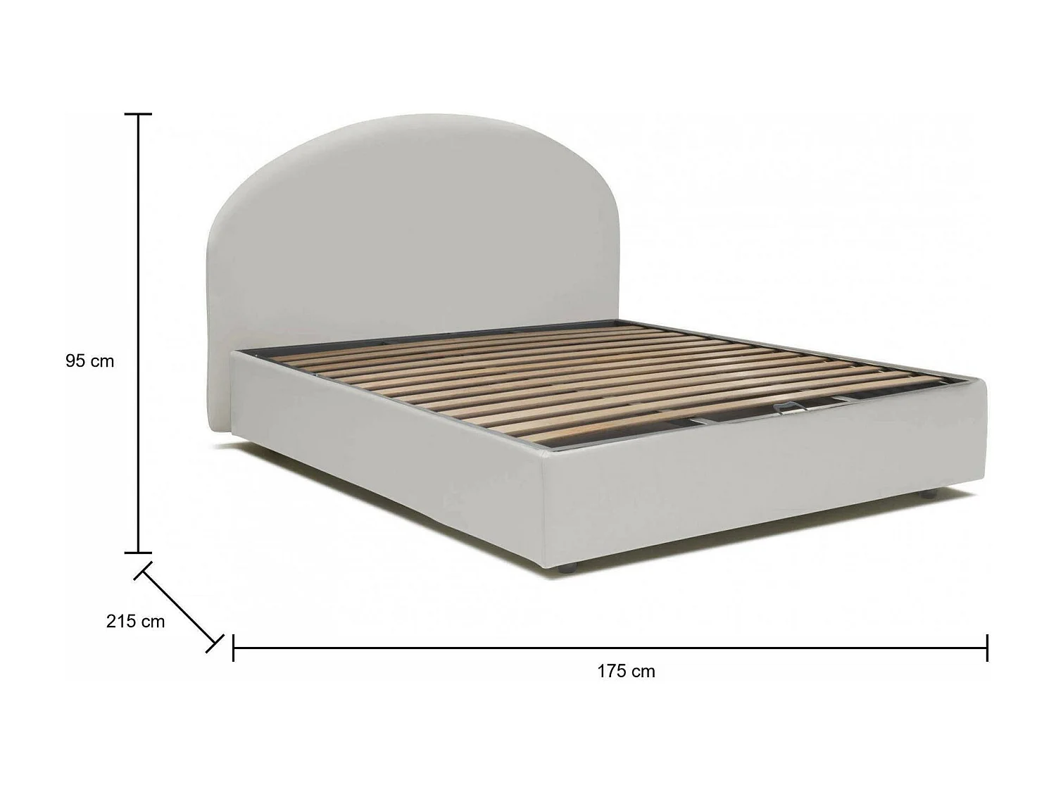 Cama doble Corinne, Cama contenedor con revestimiento de cuero ecológico, 100% Made in Italy, Apertura frontal, Apto para colchón de 160x200 cm, Blanco