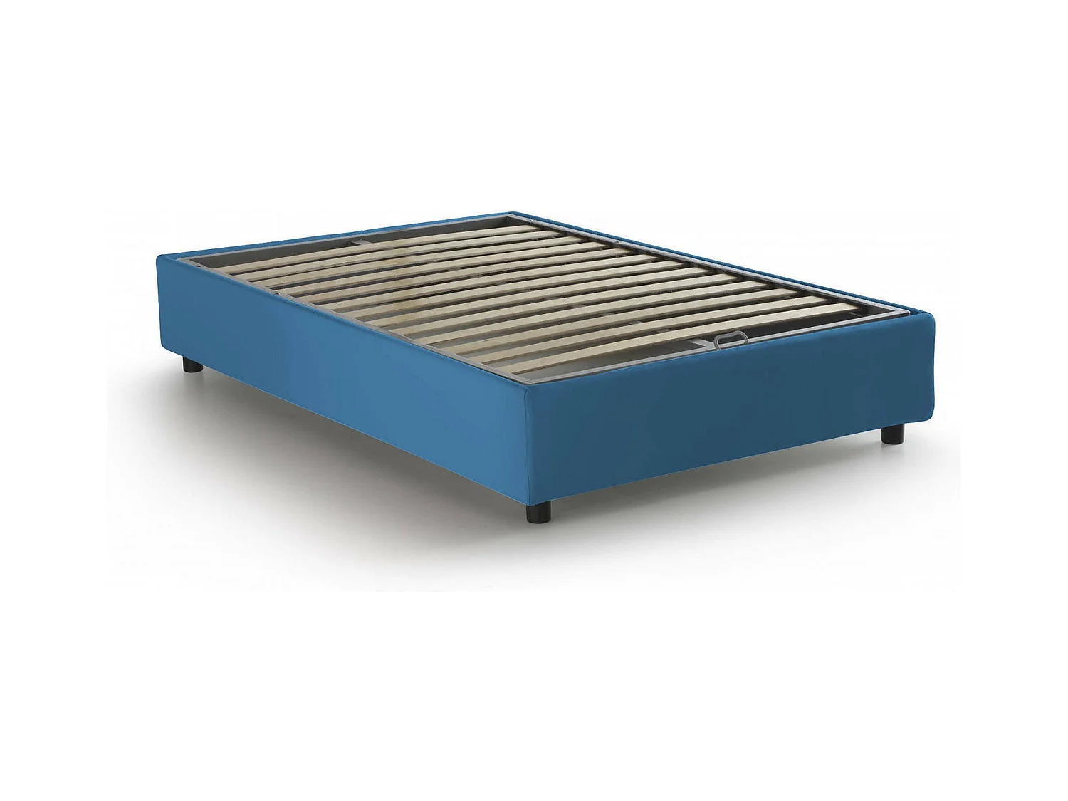 Lit double Elisa, Lit coffre avec revêtement en tissu, 100% Made in Italy, Ouverture frontale, adapté pour matelas 160x190 cm, Bleu