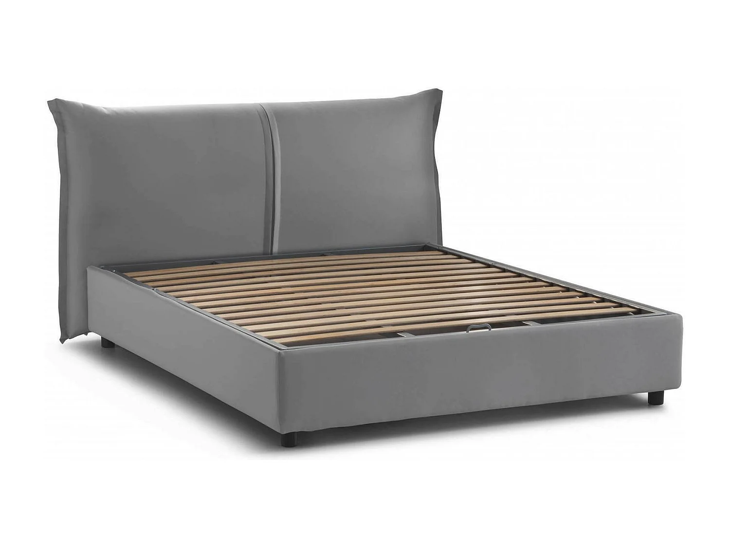 Cesira Doppelbett, Bettkasten mit Stoffbezug, 100 % Made in Italy, Ã–ffnung vorne, geeignet für Matratzen 160 x 200 cm, Grau