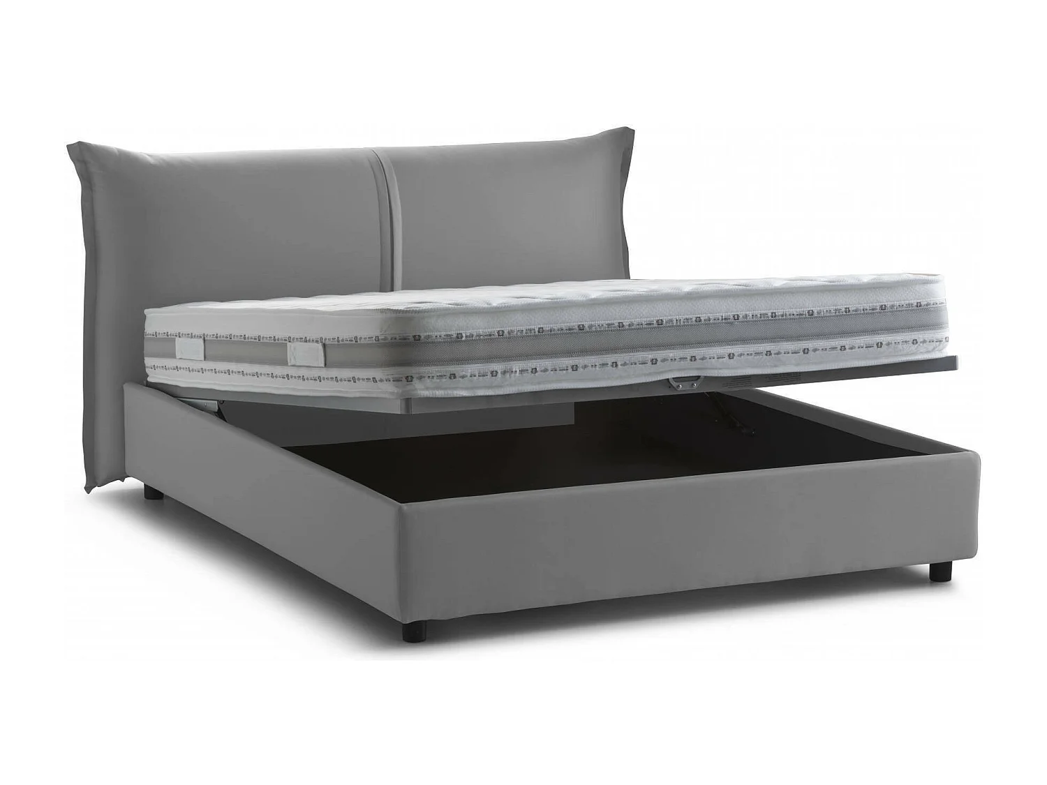 Cesira Doppelbett, Bettkasten mit Stoffbezug, 100 % Made in Italy, Ã–ffnung vorne, geeignet für Matratzen 160 x 200 cm, Grau