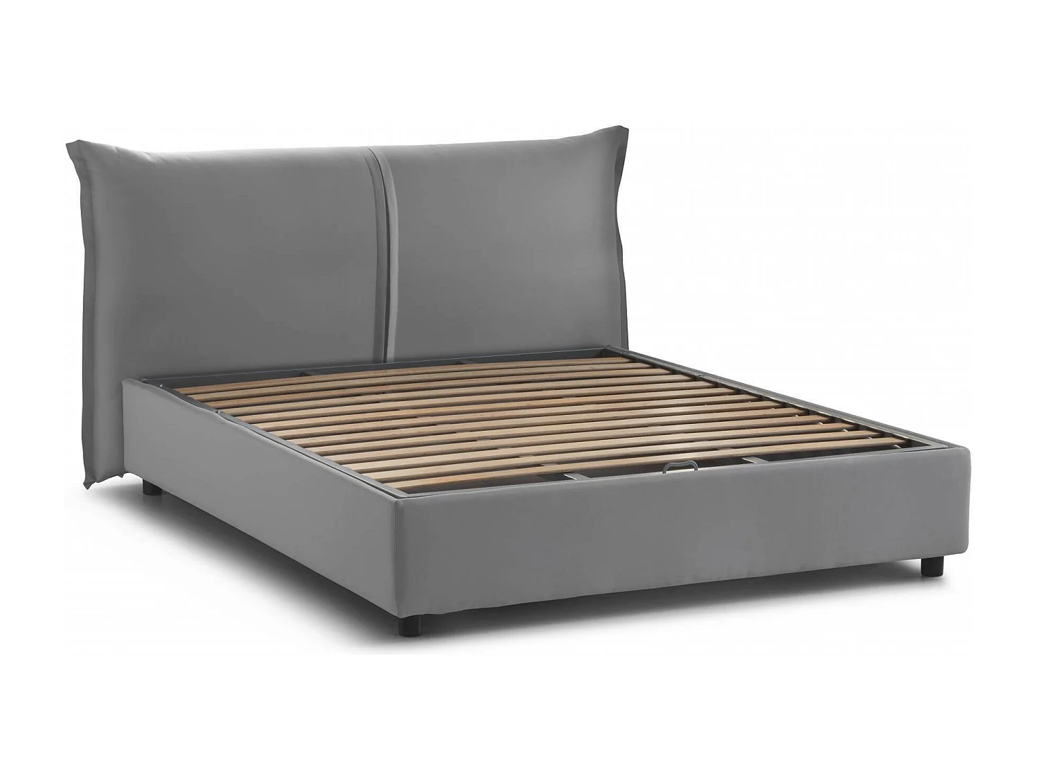 Cesira Doppelbett, Bettkasten mit Stoffbezug, 100 % Made in Italy, Ã–ffnung vorne, geeignet für Matratzen 160 x 200 cm, Grau
