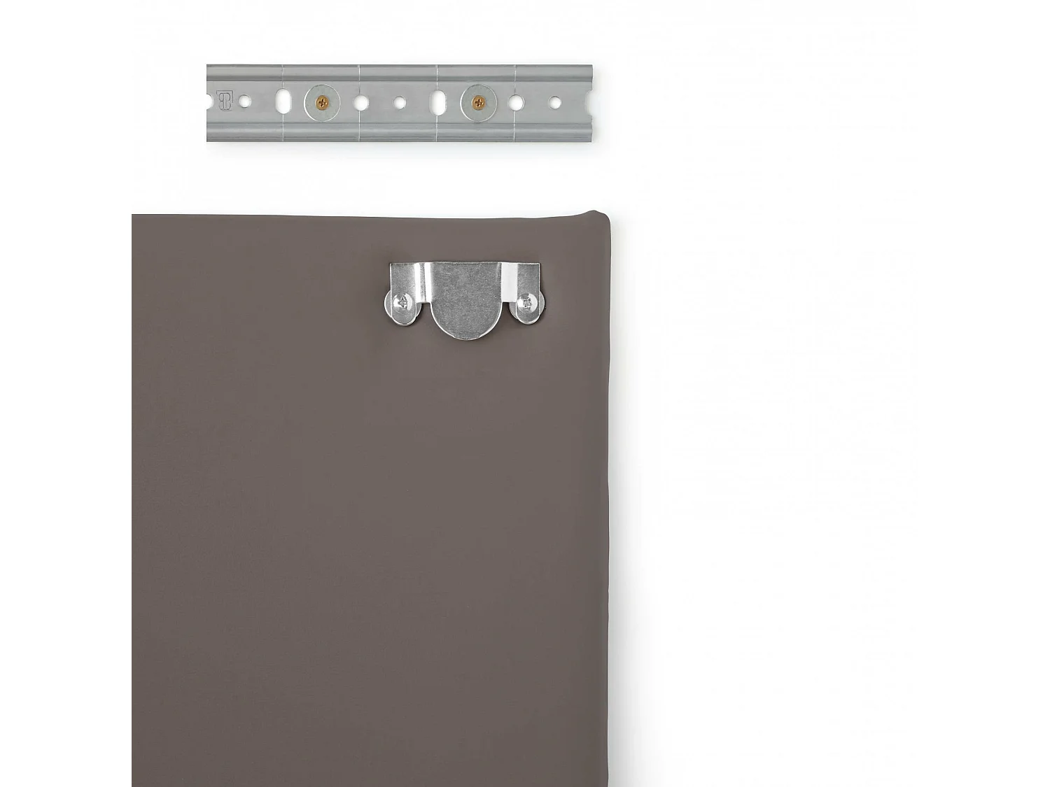 Letto singolo Cleziana, Testata in ecopelle a muro, 100% Made in Italy, adatta a letto Singolo, Cm 90x60, Tortora
