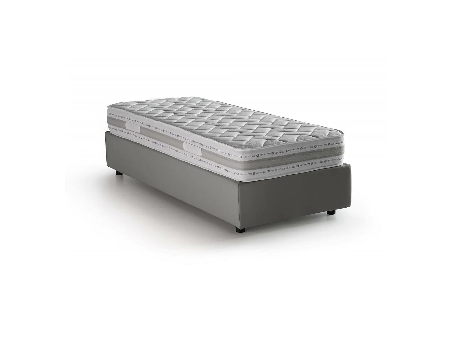 Lit simple Valentina, Lit coffre avec revêtement en tissu, 100% Made in Italy, Ouverture frontale, avec matelas 90x200 cm inclus, Gris