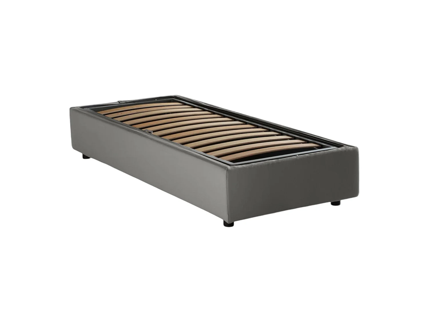Lit simple Valentina, Lit coffre avec revêtement en tissu, 100% Made in Italy, Ouverture frontale, avec matelas 90x200 cm inclus, Gris