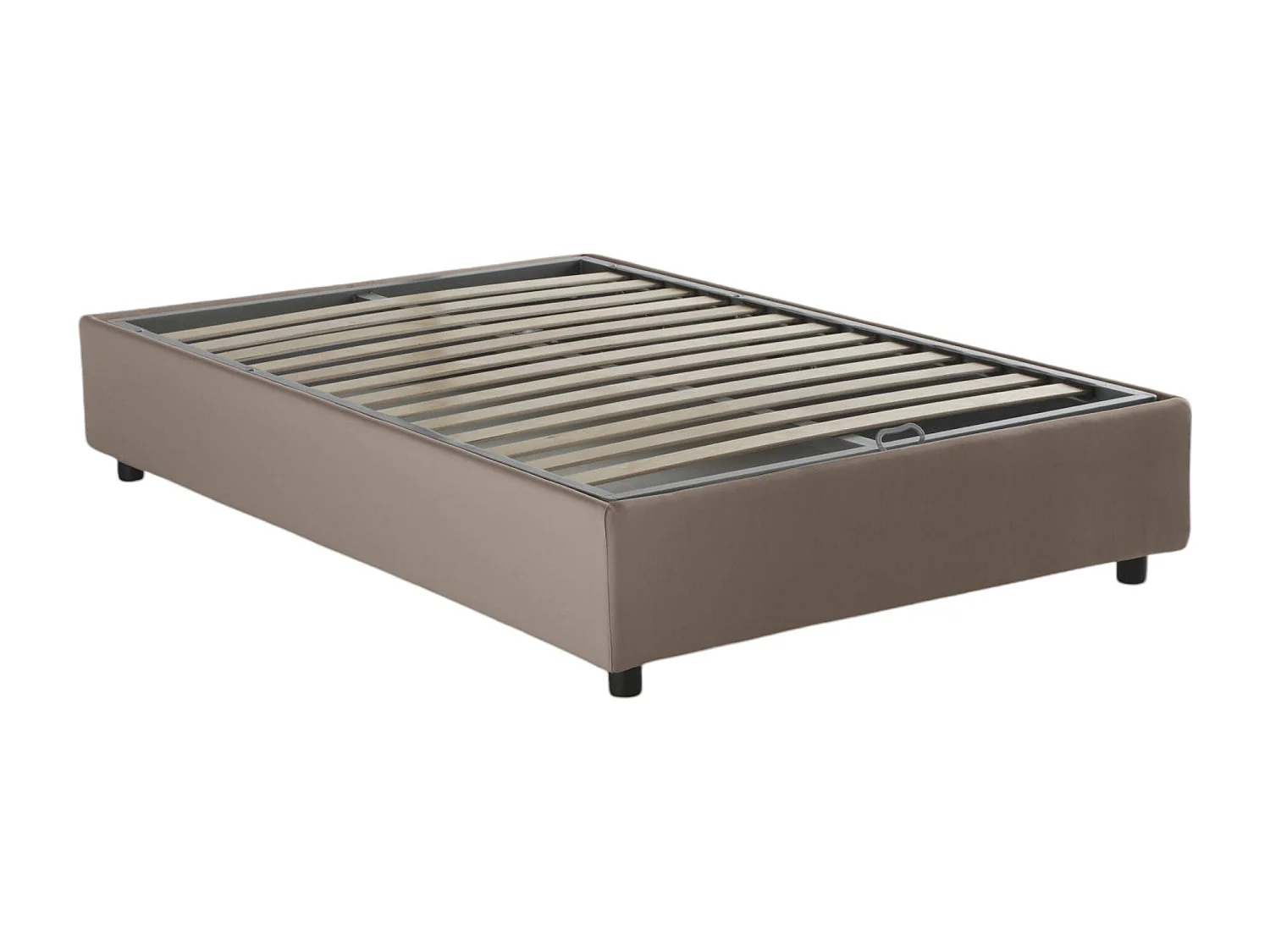Cama doble Rebecca, Cama contenedor con revestimiento de tela, 100% Made in Italy, Apertura frontal, con colchón de 120x200 cm incluido, Taupe