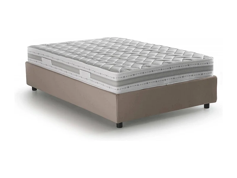 Rebecca tweepersoonsbed, Opbergbed met stoffen bekleding, 100% Made in Italy, Opening aan de voorkant, inclusief matras van 120x200 cm, Taupe