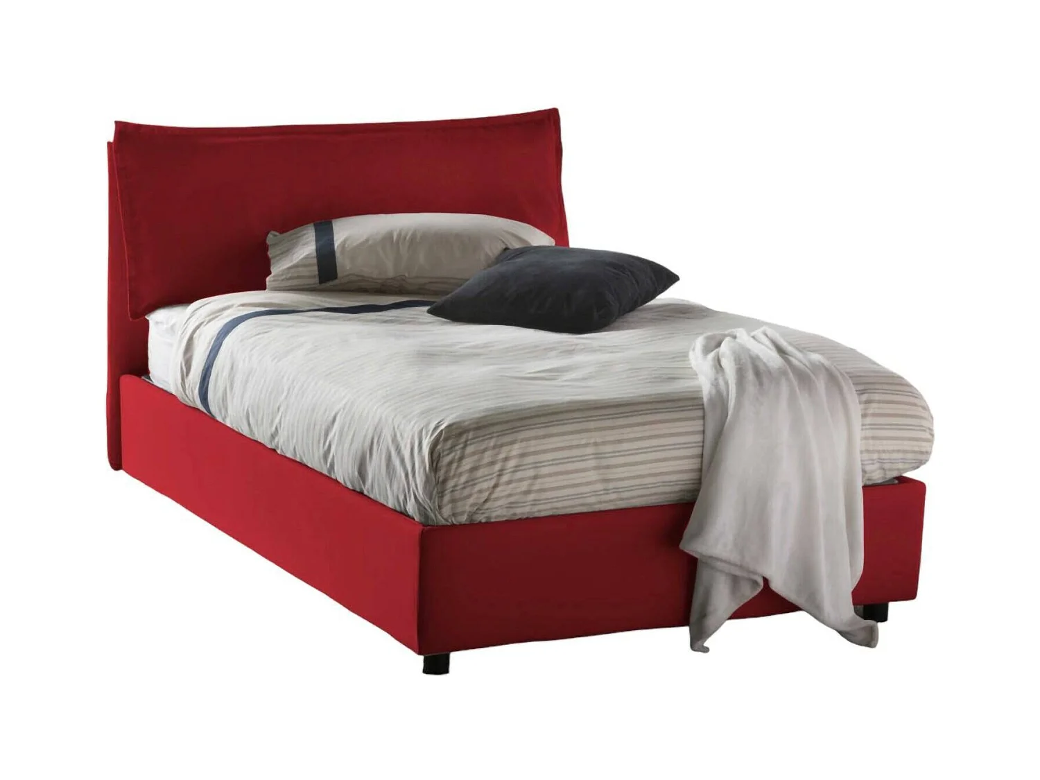 Lit double Agata, Lit coffre avec revêtement en tissu, 100% Made in Italy, Ouverture frontale, avec matelas 120x200 cm inclus, Rouge