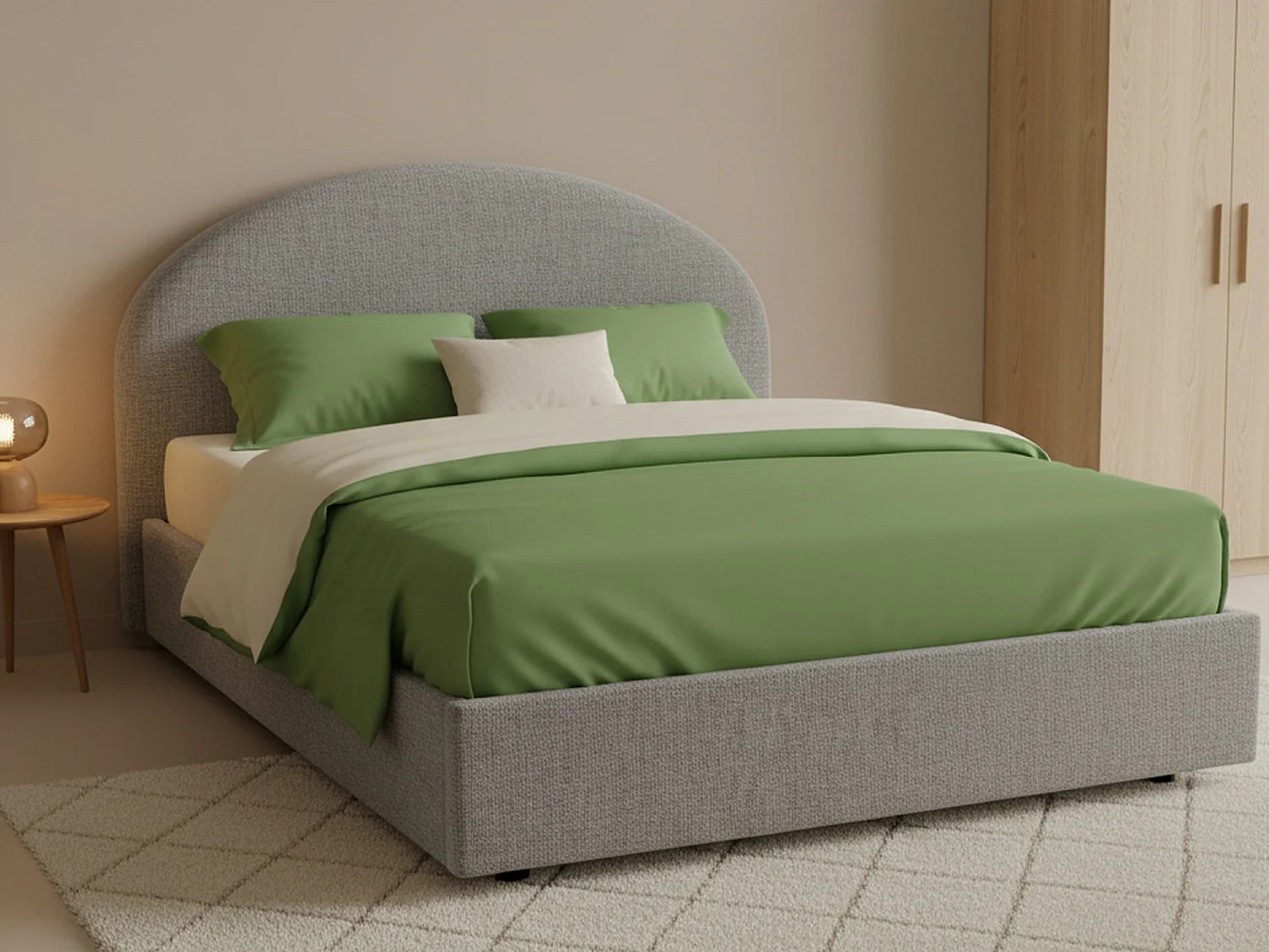 Lit queen size Concetta, Lit coffre avec revêtement en tissu, 100% Made in Italy, Ouverture frontale, adapté pour matelas 120x190 cm, Gris