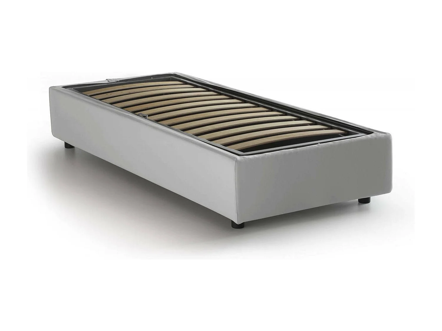 Lit simple Serena, Lit coffre avec revêtement en éco-cuir, 100% Made in Italy, Ouverture frontale, adapté pour matelas 90x190 cm, Blanc