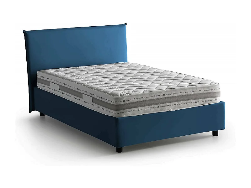 Italia Bed Halve Piazza Asmara Blauw Inclusief Matras Afneembaar, Met Opbergvak Made in Italy